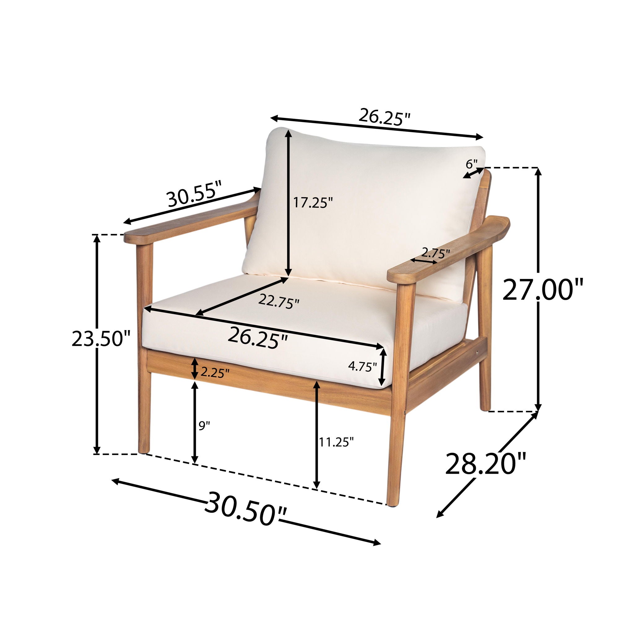 Modern Outdoor Lounge Chair With Cushions
