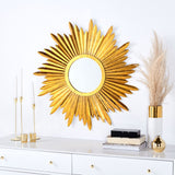 JOSEPHINE SUNBURST, 33.5 INCH, ANTIQUE GOLD, IRON/GLASS/WOOD MIRROR