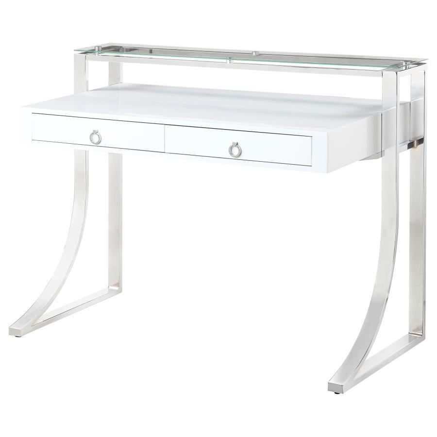 Coaster Fine Furniture Gemma - 2-Drawer Writing Desk - White High Gloss | Meri Furniture
