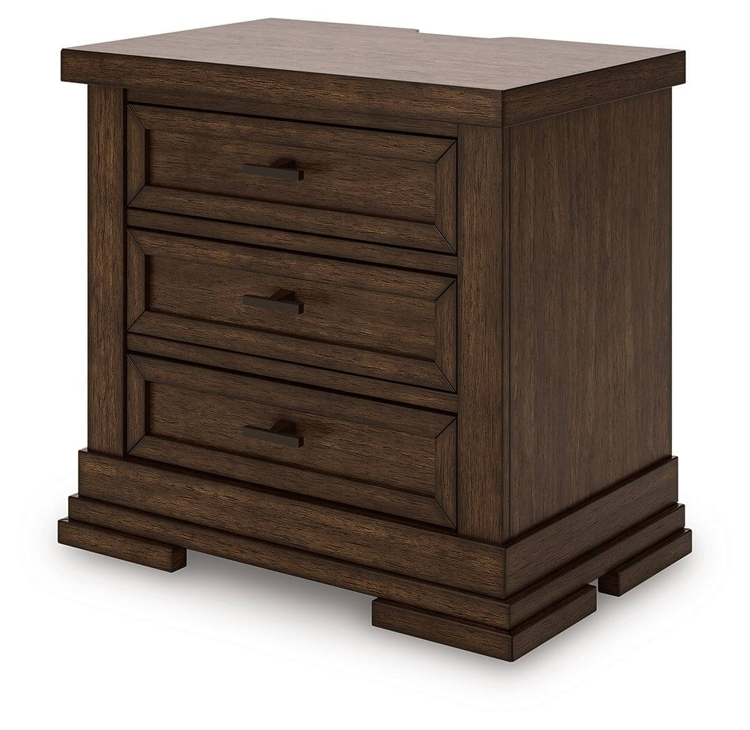 Taffenbrook - Three Drawer Night Stand - Medium Brown