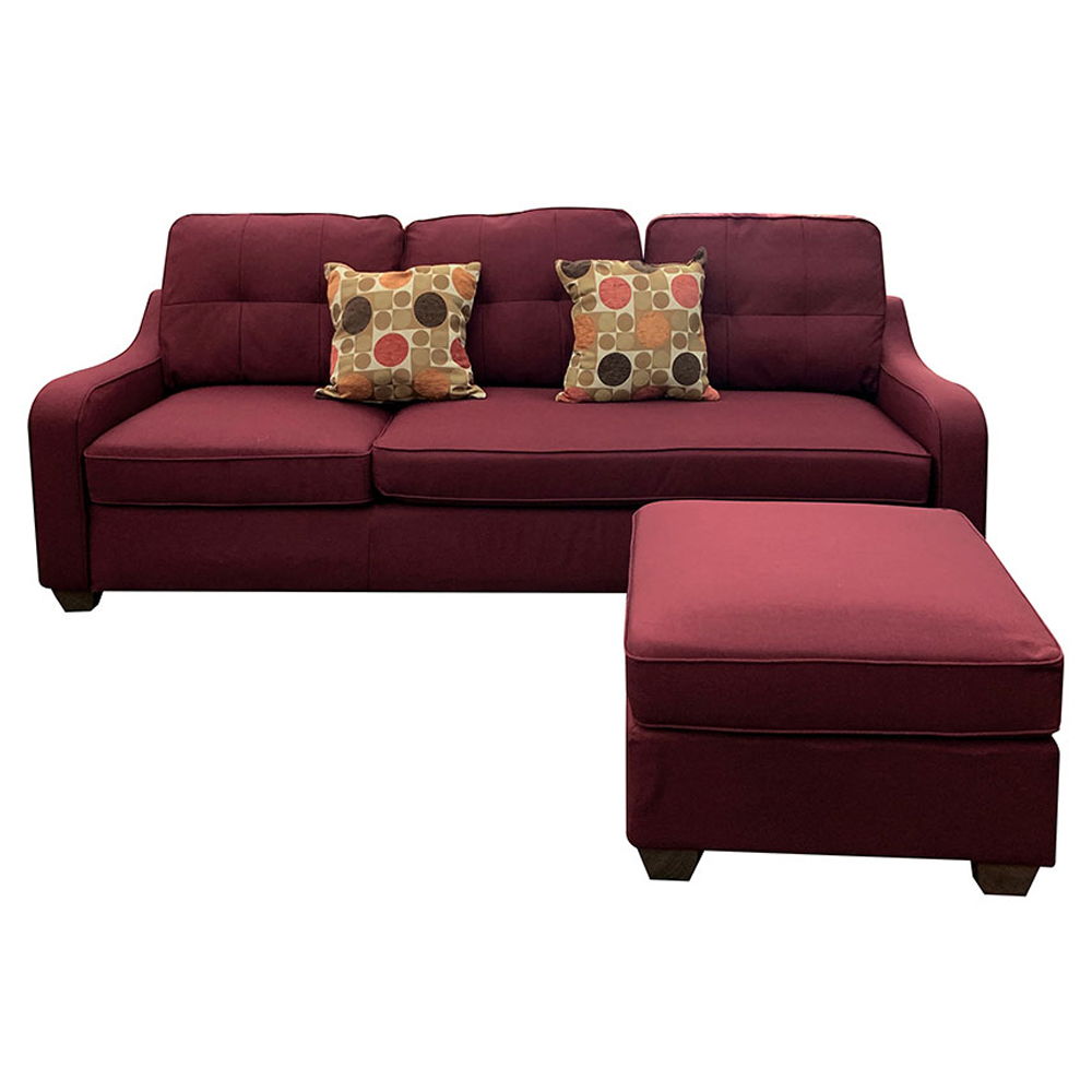 Cleavon II - Reversible Sectional Sofa & Ottoman With 2 Pillows - Red Linen