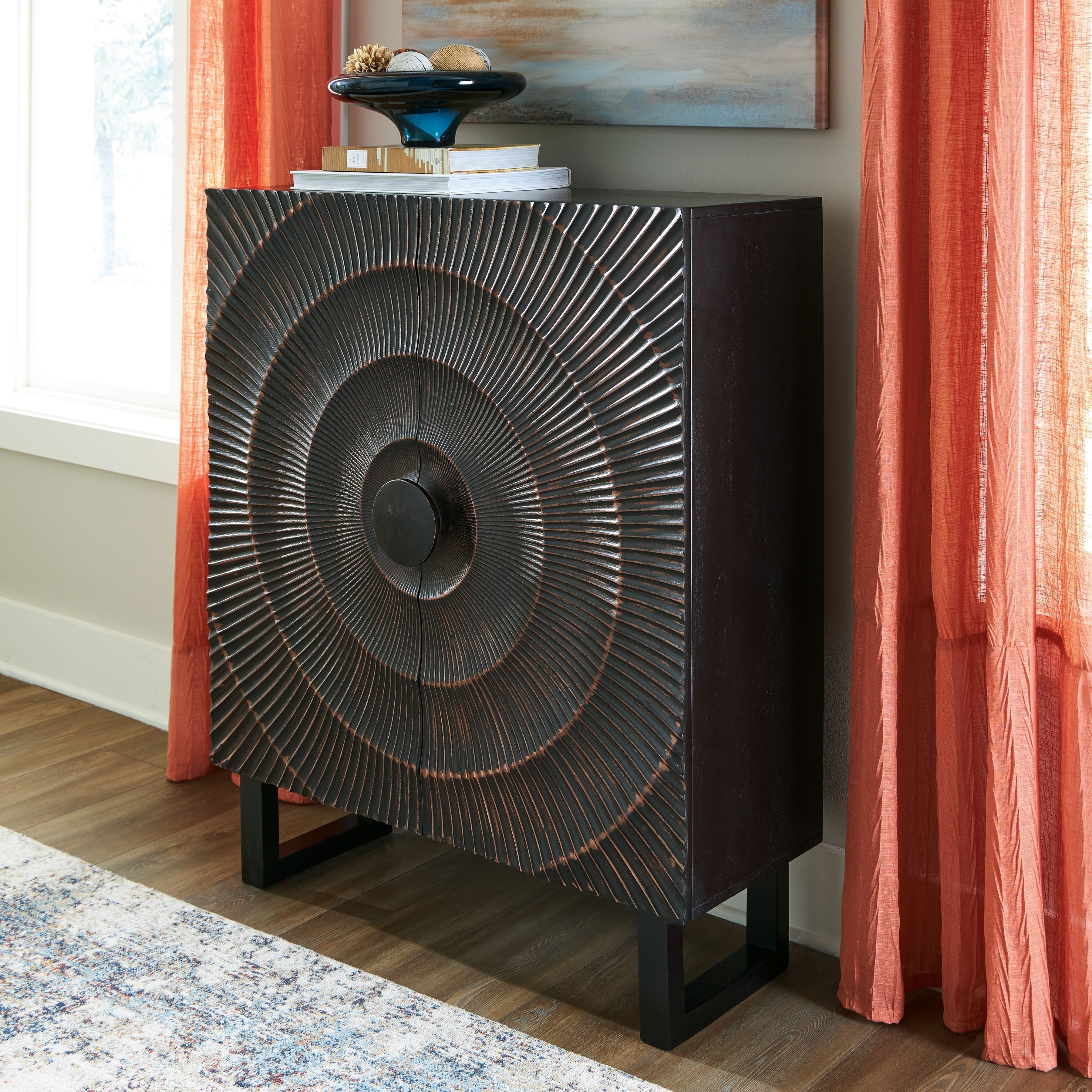 Signature Design by Ashley® Fosterman - Distressed Black - Accent Cabinet | Meri Furniture