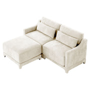 Stylish Sofa With Ottoman And Lumbar Pillows, Ergonomic Design
