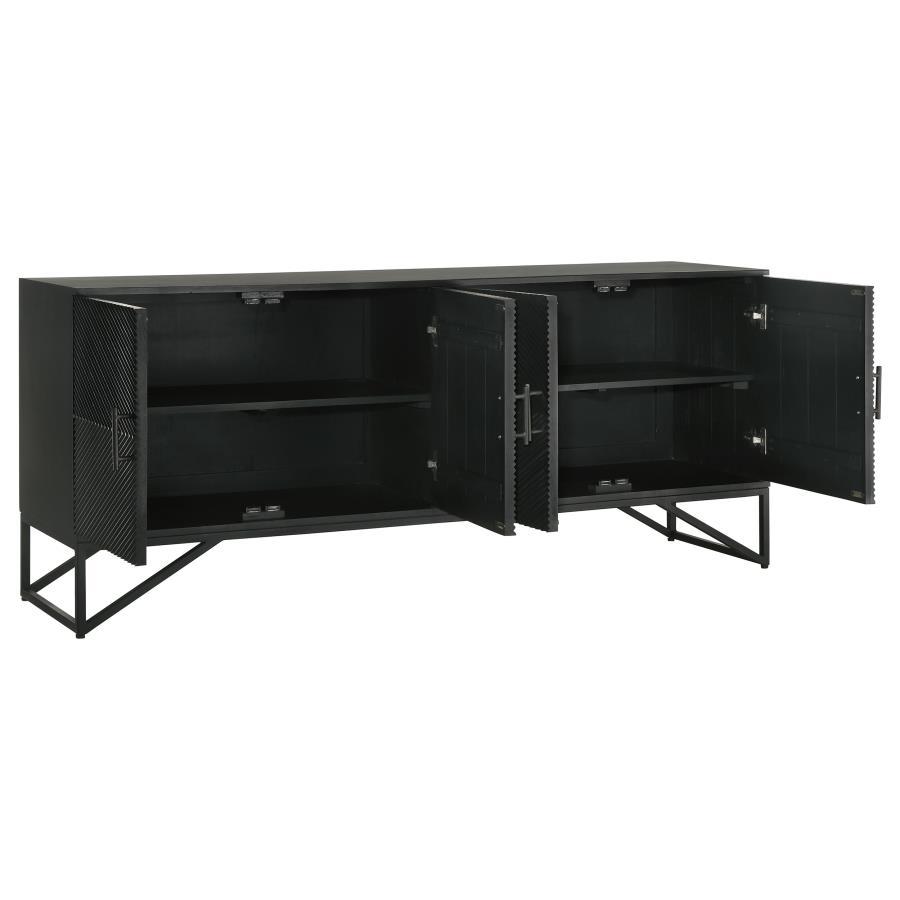 Coaster Fine Furniture Riddell - 4 Door Wood Reeding Accent Cabinet - Matte Black | Meri Furniture