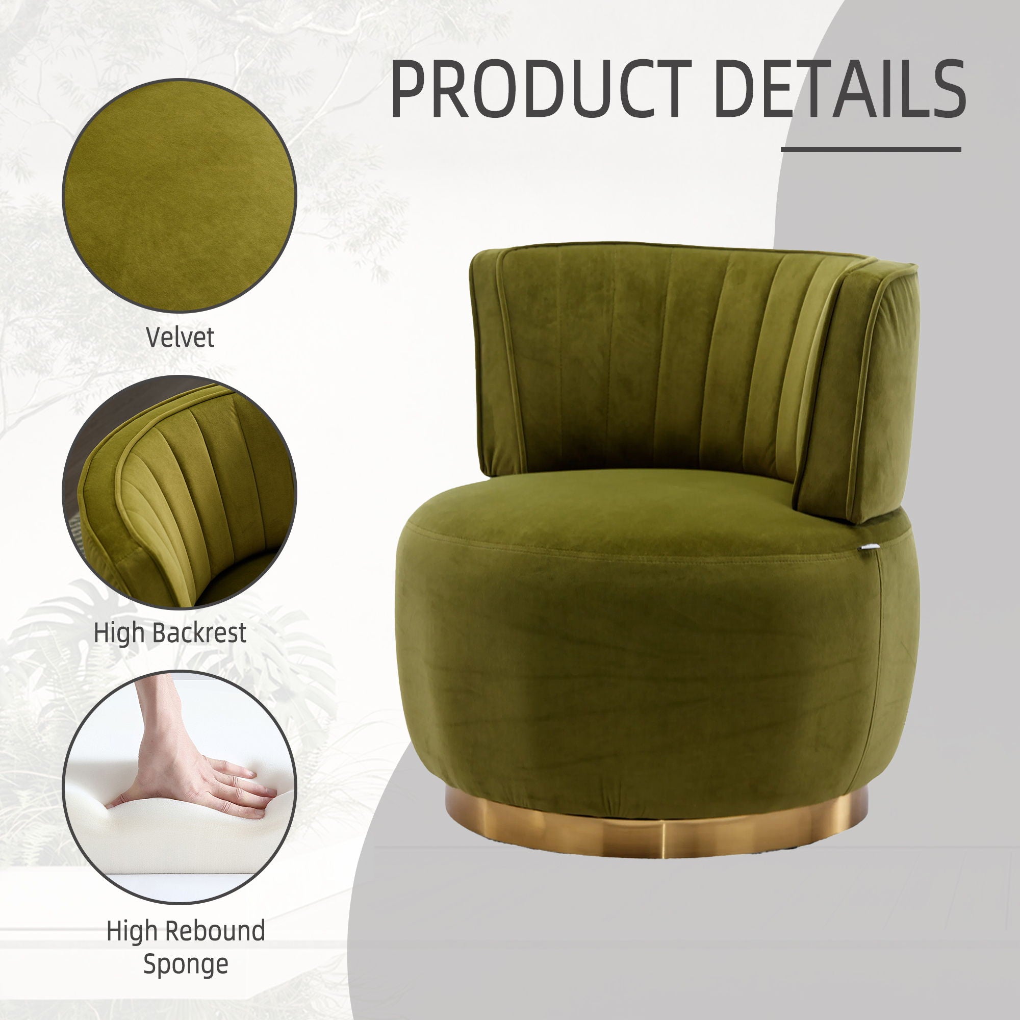 360 Degree Swivel Cuddle Barrel Accent Sofa Chair