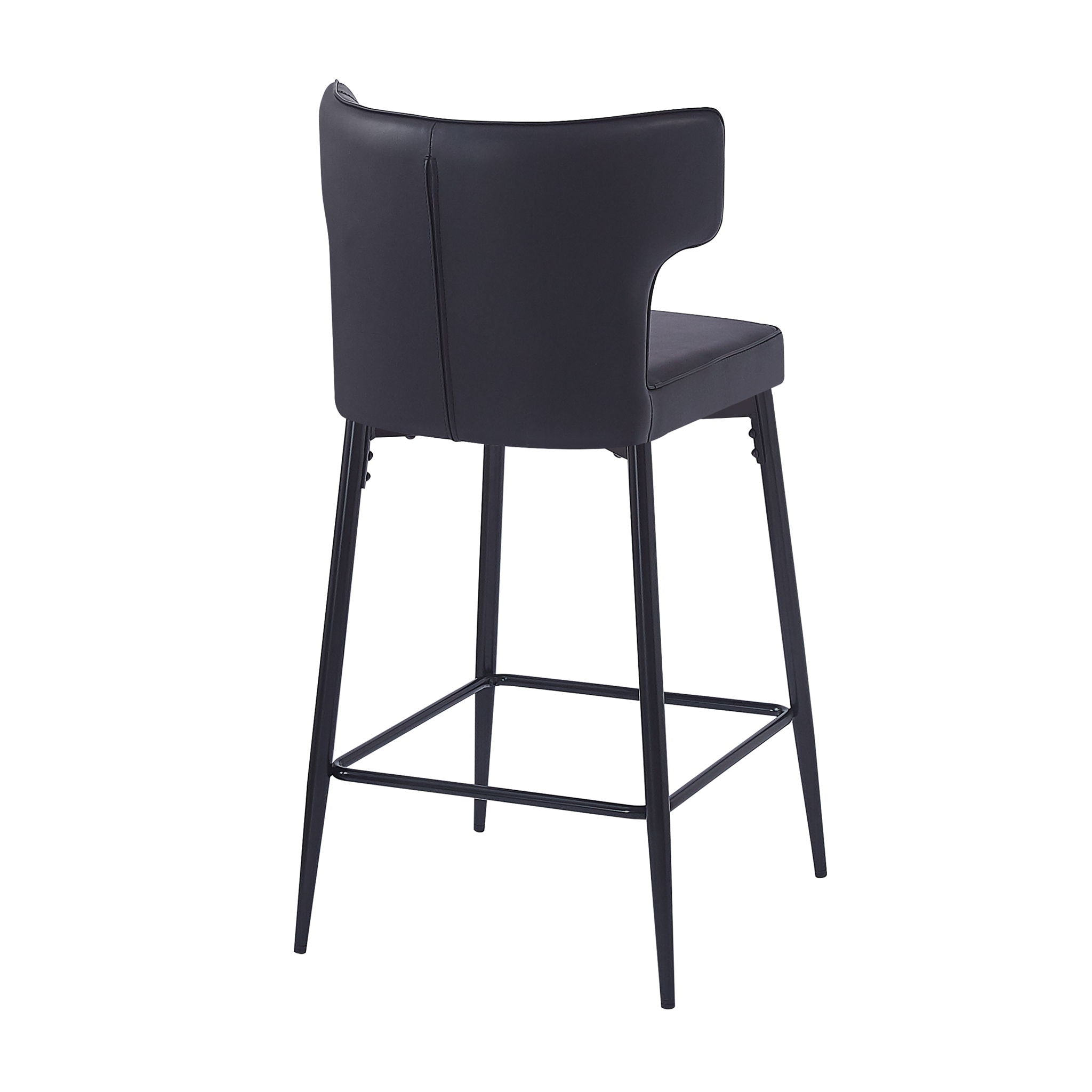 Modern Bar Stools With Upholstery And Metal Footrest (Set of 2)