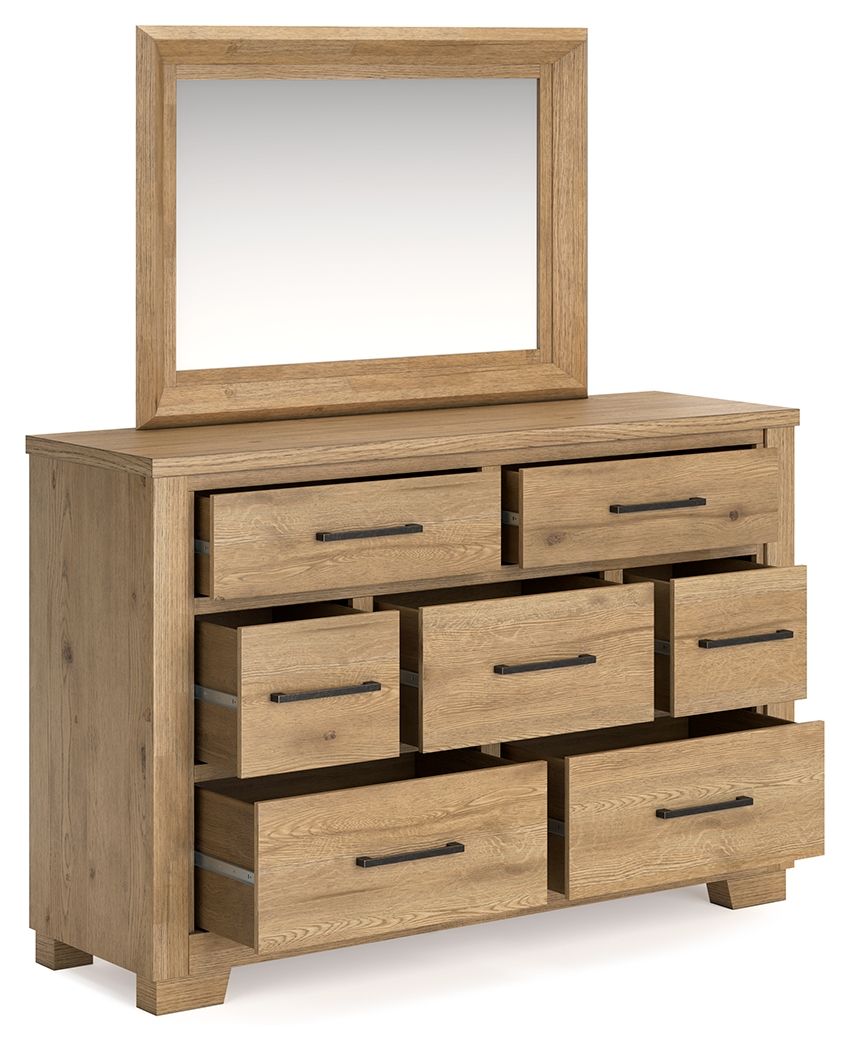 Signature Design by Ashley® Galliden - Light Brown - Dresser And Mirror | Meri Furniture