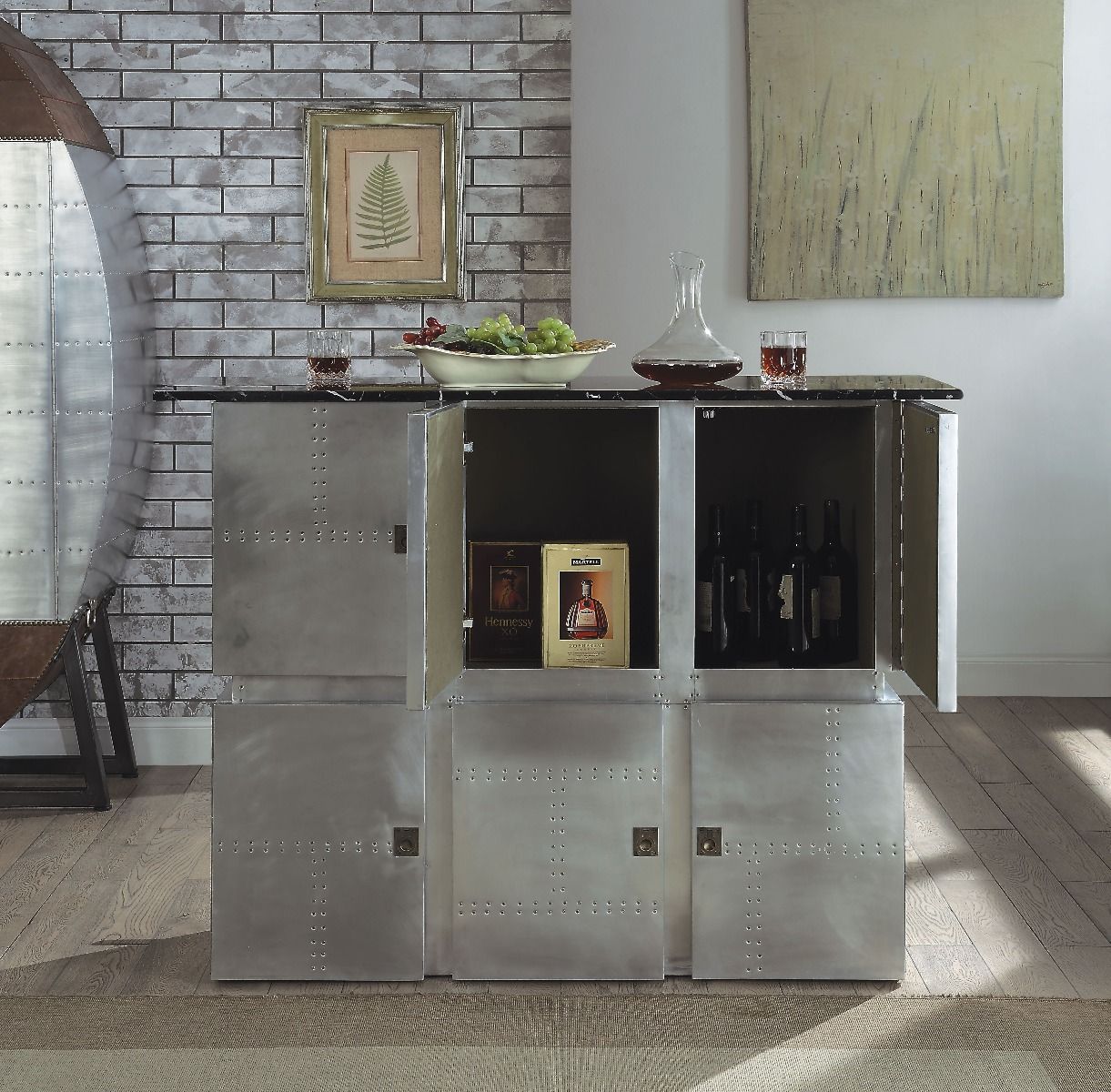 ACME Brancaster - Bar Table With Marble Top - Aluminum | Meri Furniture