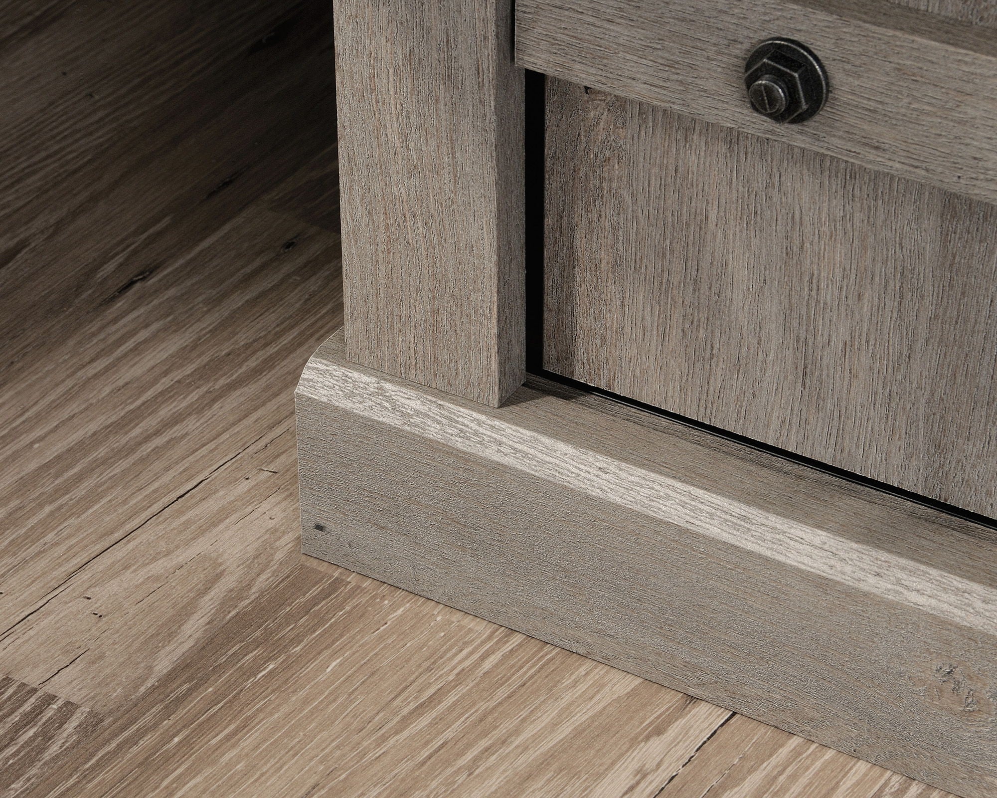 Mystic Oak TV Credenza with Black Accent Top