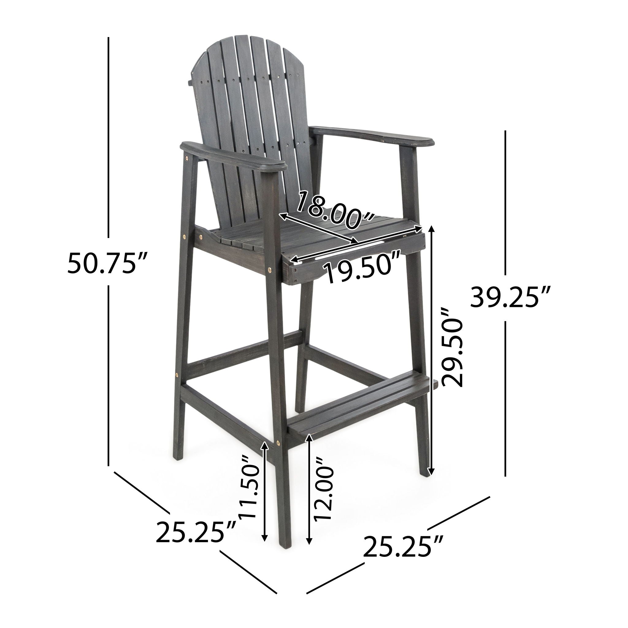 Outdoor Acacia Wood Adirondack Barstools (Set of 2)