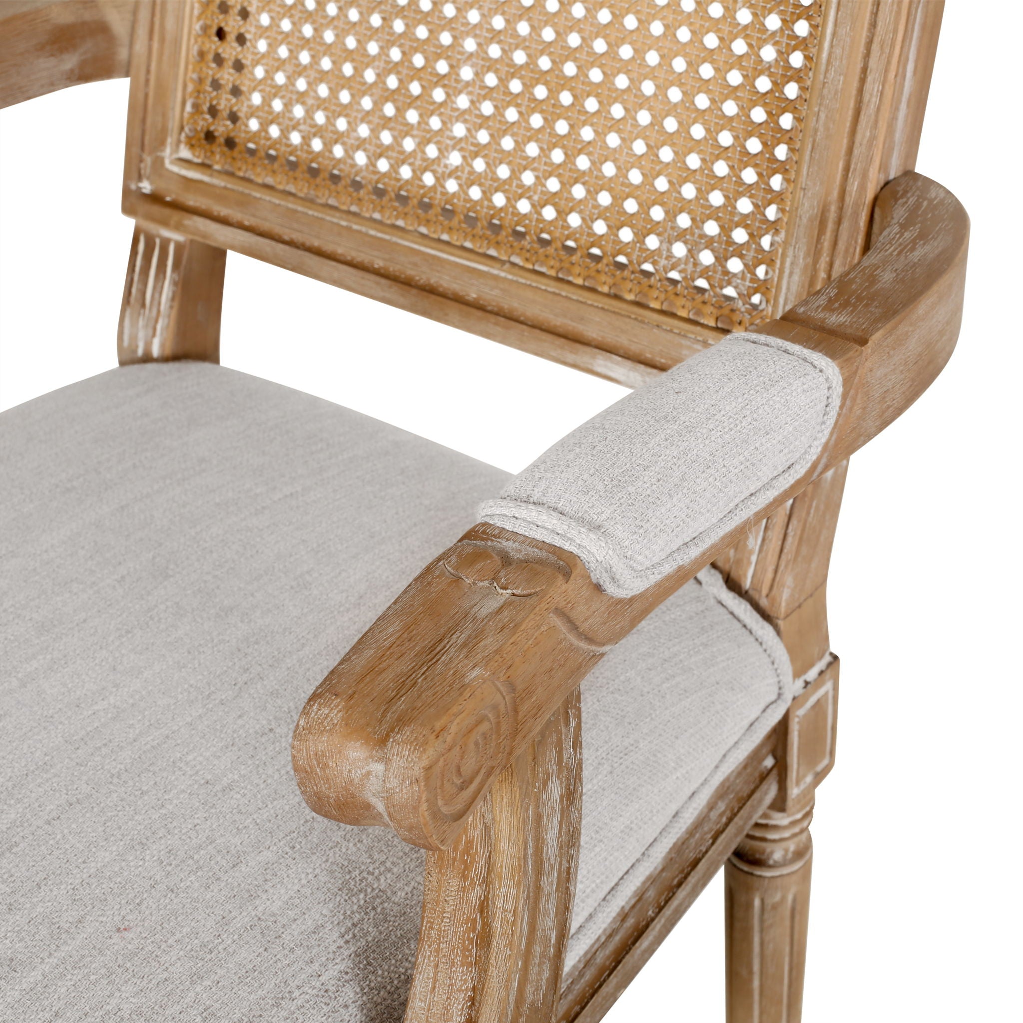 Elegant French Country Style Dining Chair With Cane Backrest