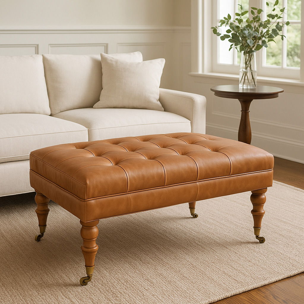 Buffalo - Leather Ottoman With Castor Legs