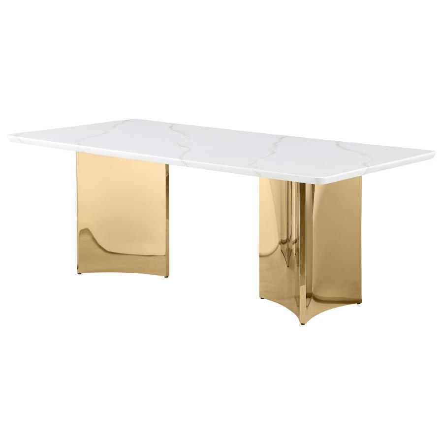 Coaster Fine Furniture Telvin - Rectangular Marble Top Dining Table White - White Marble | Meri Furniture