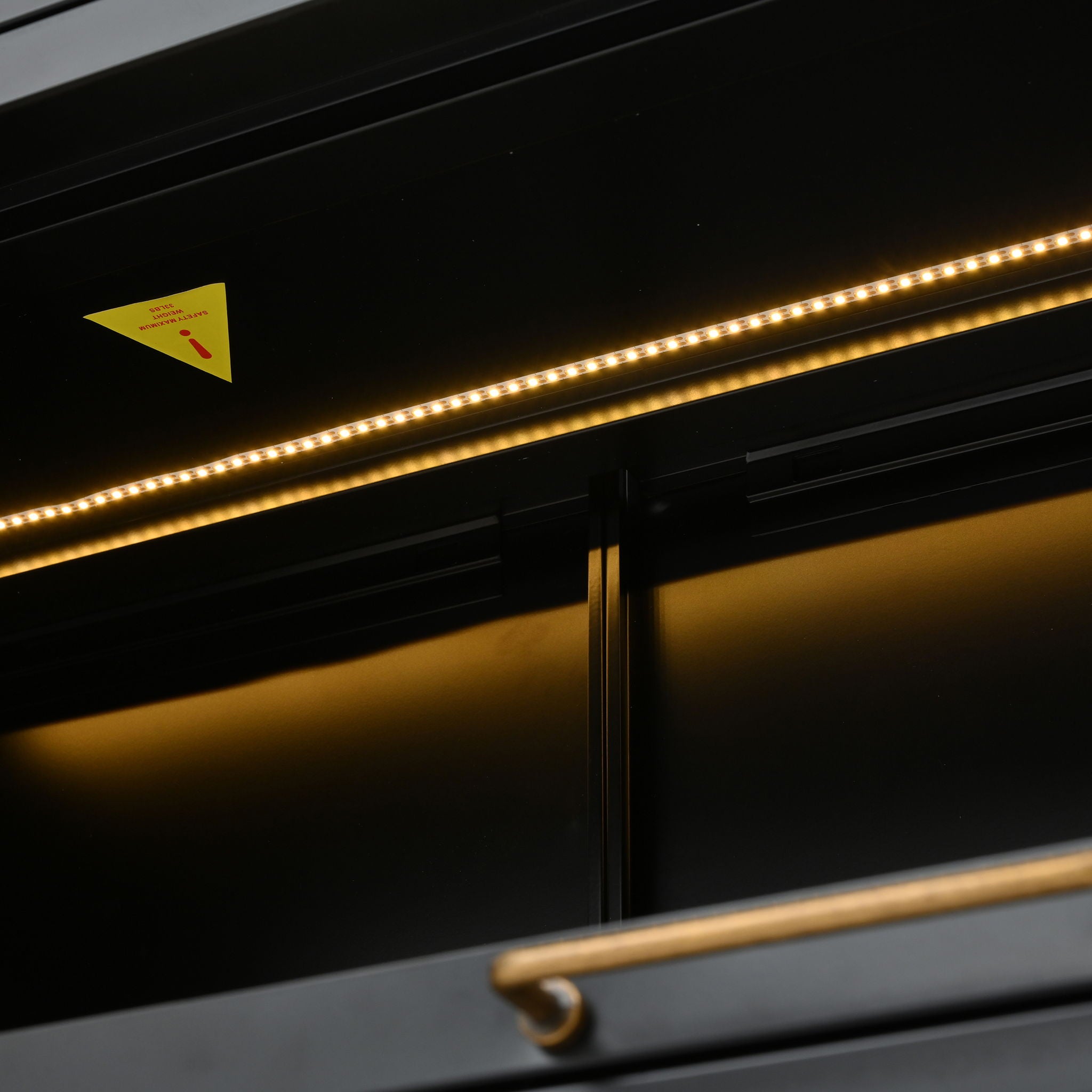 Modern Steel Display Cabinet With Glass Doors And LED Lights, 5 Tier Steel Barrister Bookcase For Home Or Office - Black