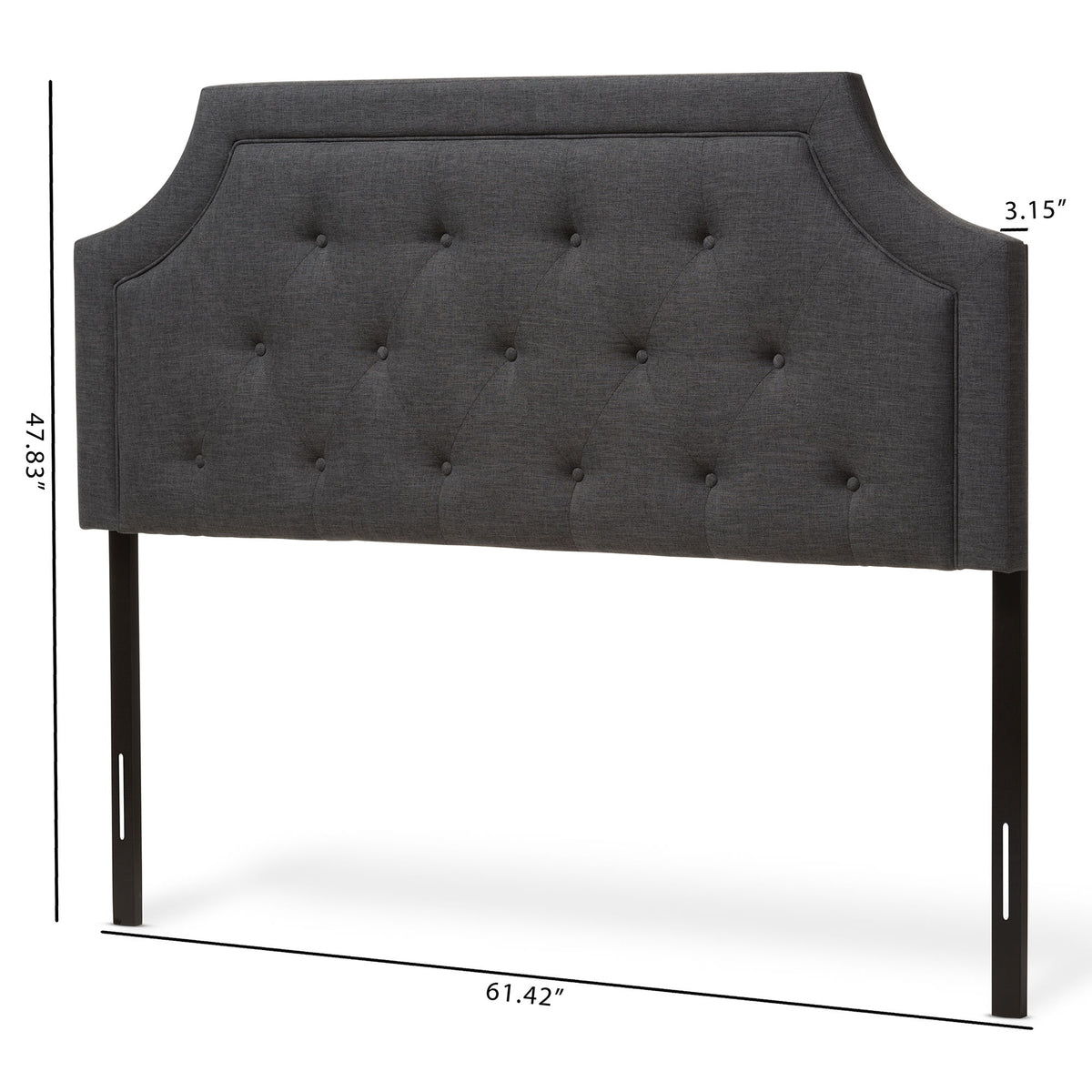 Mars Modern and Contemporary Dark Grey Fabric Queen Size Headboard