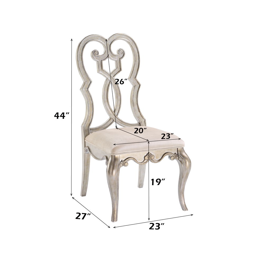 Esteban - Side Chair Set of 2) - Ivory Velvet & Antique Champagne