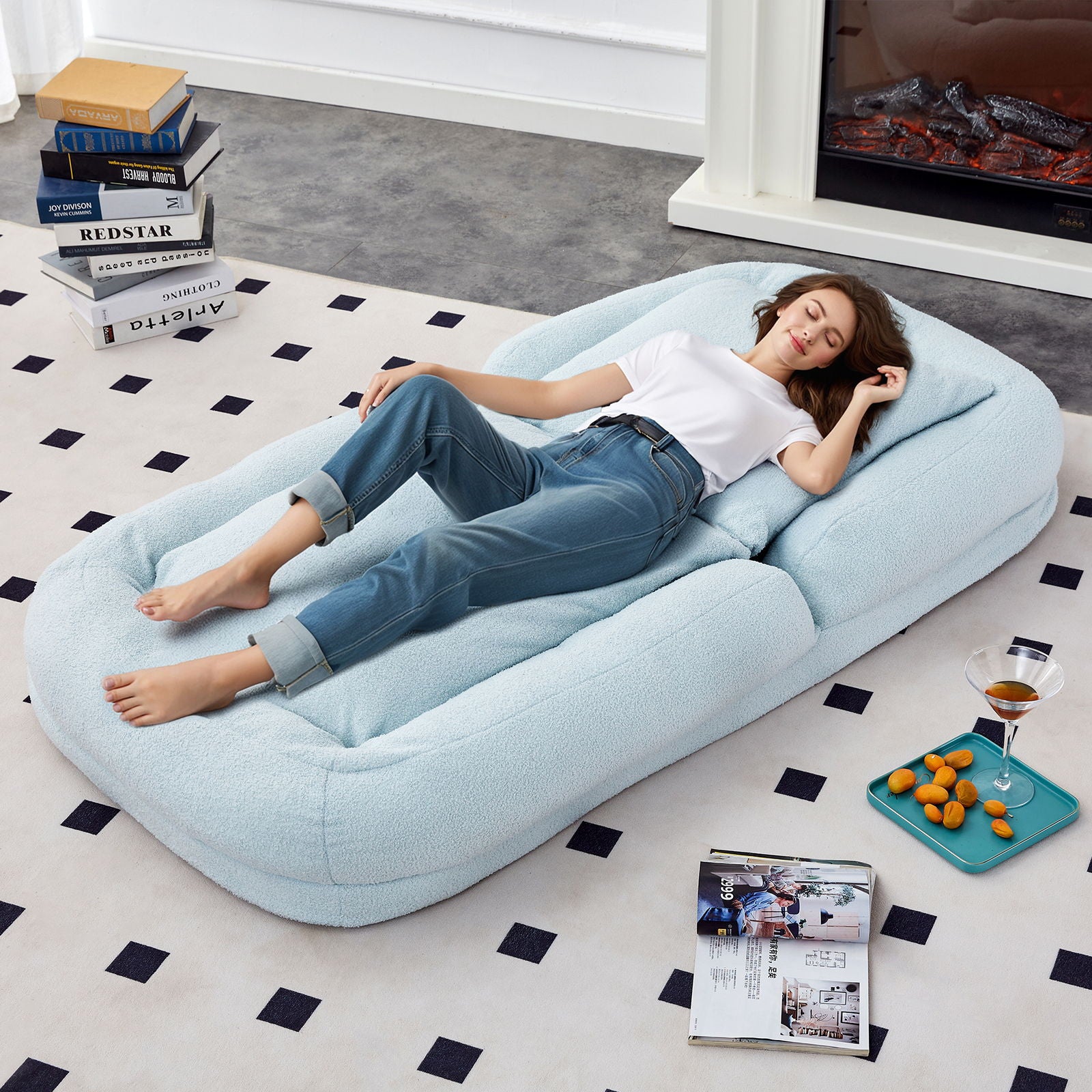 Contemporary Folding Sofa Chair With 5 Adjustable Positions For Gaming, Meditation, And Relaxation