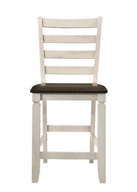 ACME Tasnim - Counter Height Chair (Set of 2) - Oak & Antique White Finish | Meri Furniture