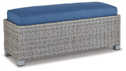Signature Design by Ashley® Naples Beach - Light Gray - Bench With Cushion | Meri Furniture