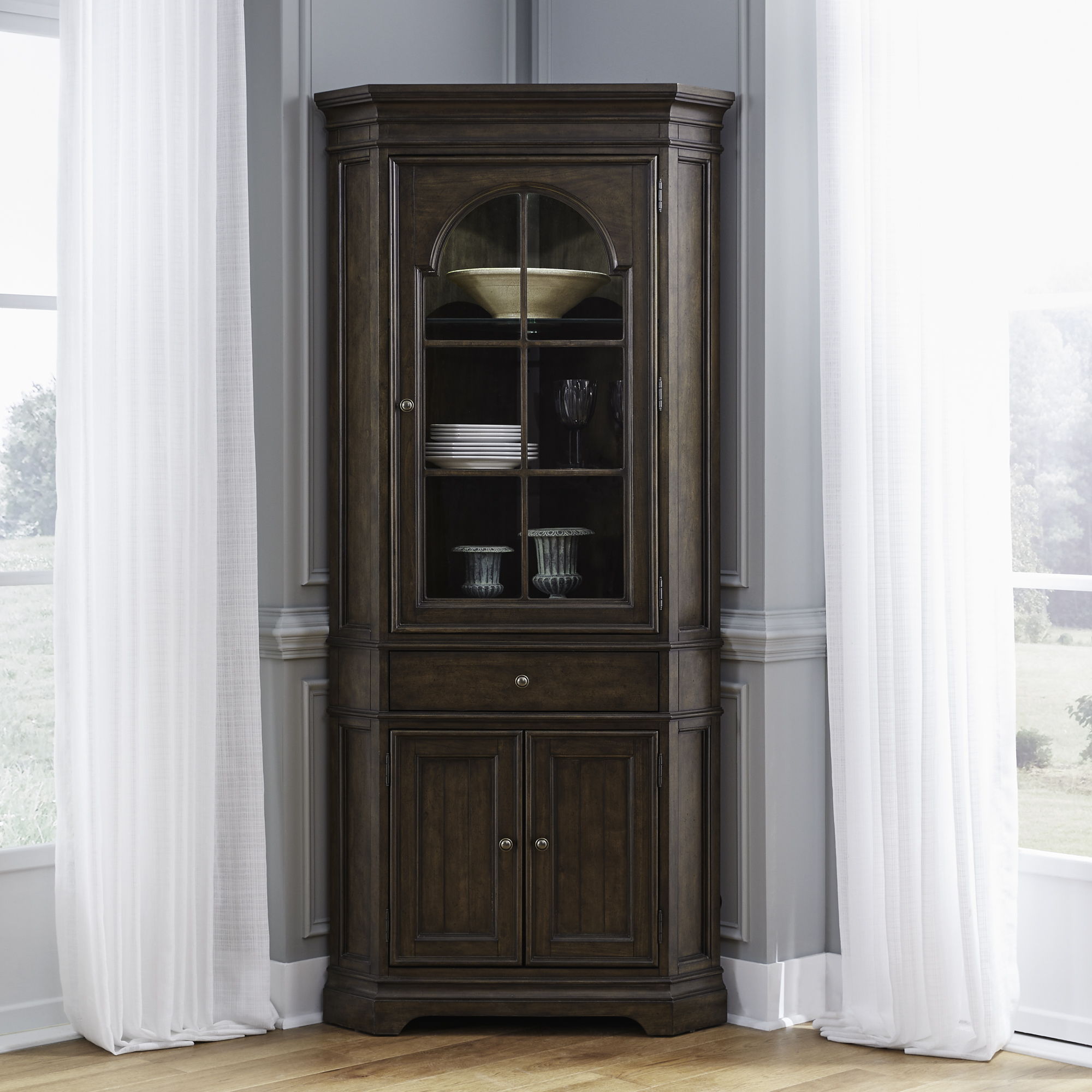 Liberty Furniture Arden Road - Corner Cabinet - Satin Cherry | Meri Furniture