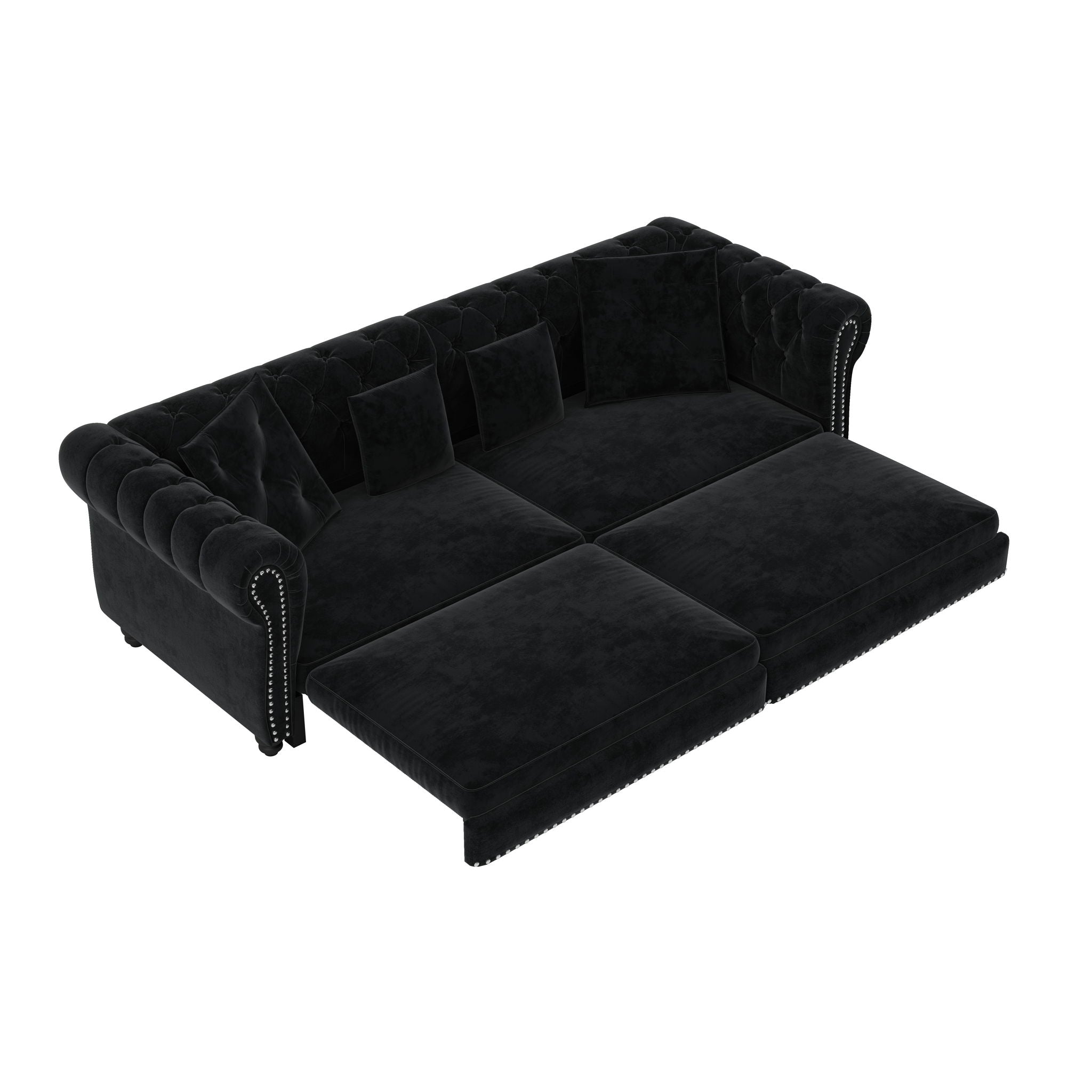 3 In 1 Convertible Sleeper Sofa Bed With Movable Ottoman