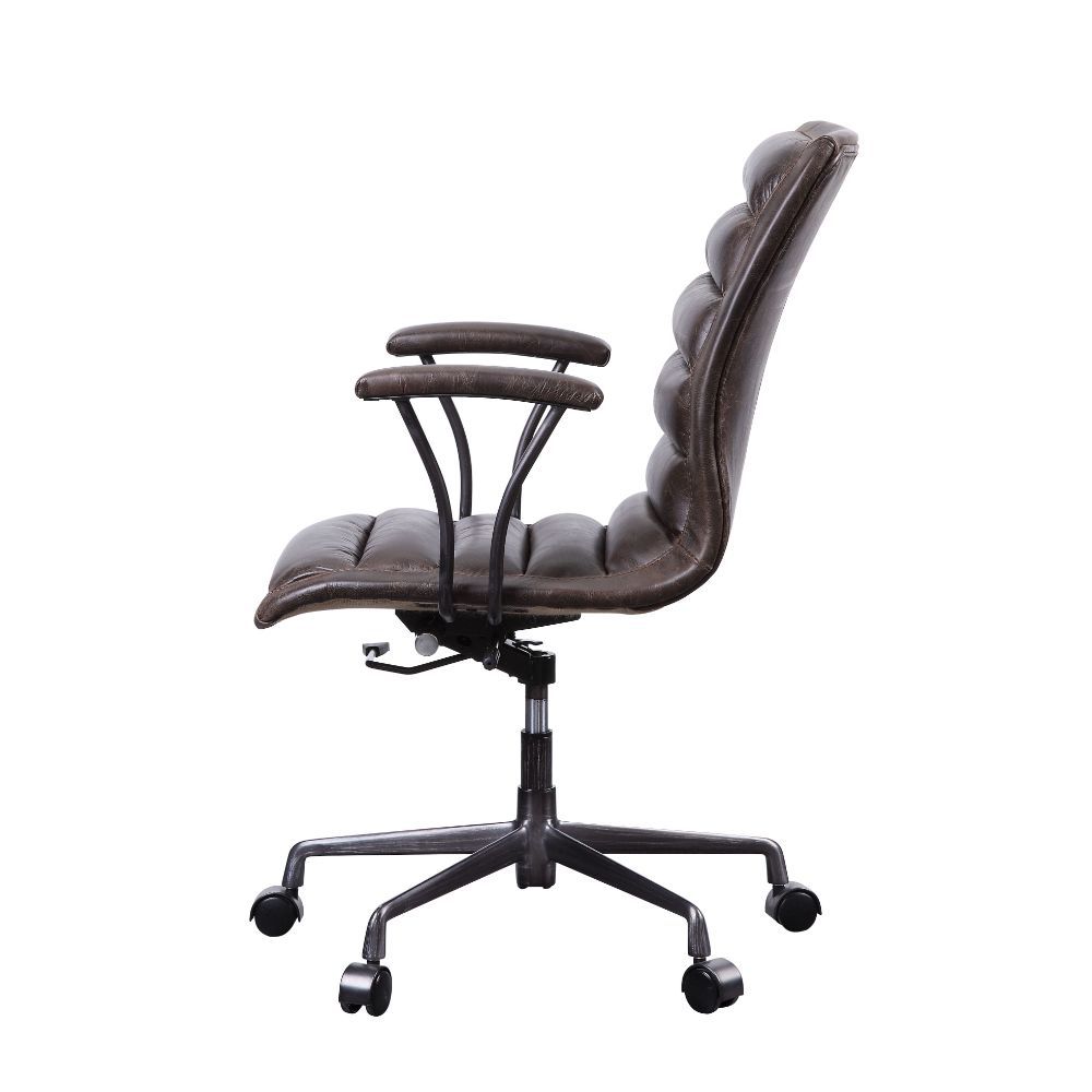 ACME Zooey - Executive Office Chair - Distress Chocolate Top Grain Leather | Meri Furniture