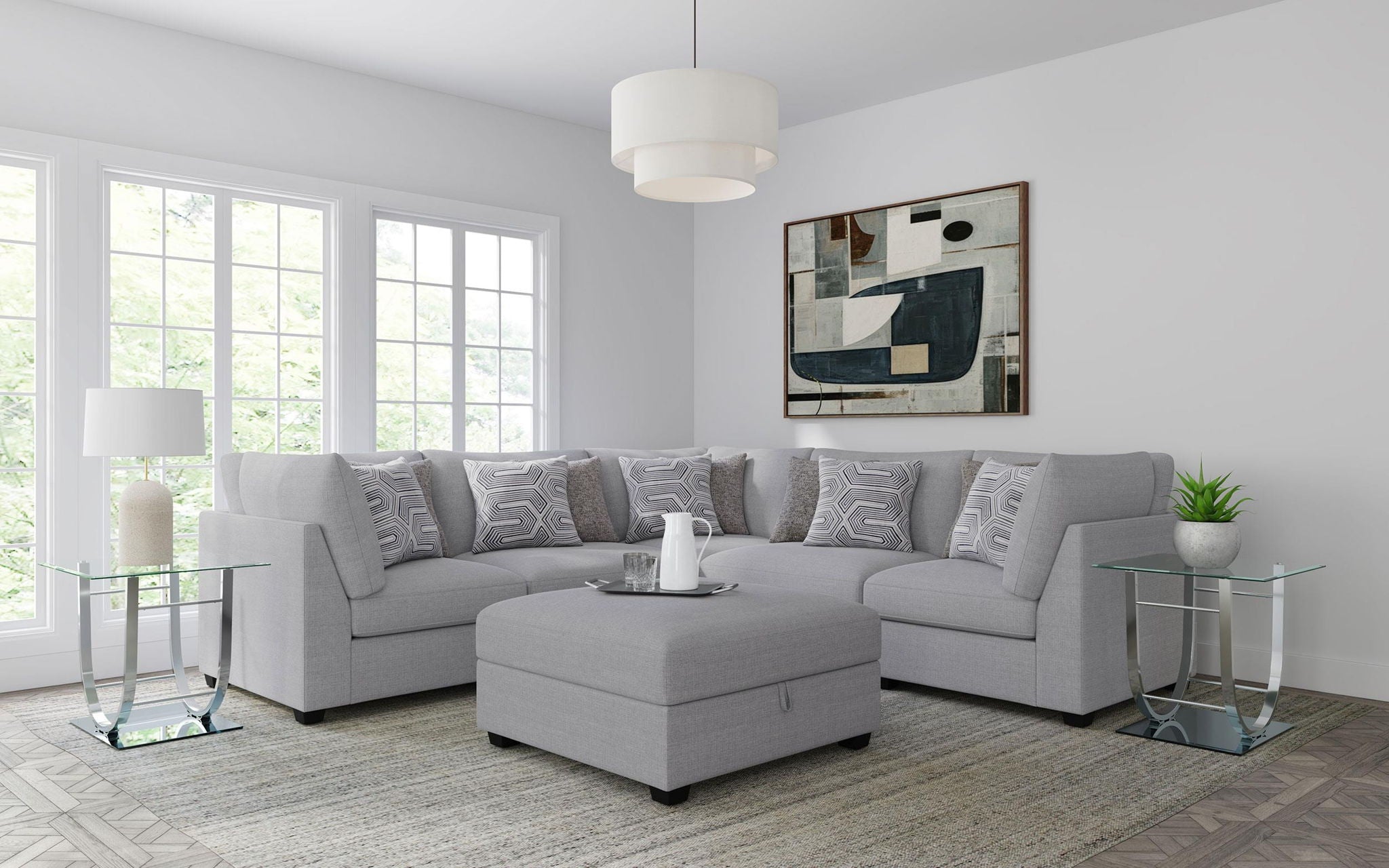 Cambria Upholstered Armless Chair Grey
