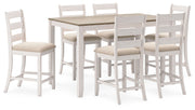 Signature Design by Ashley® Skempton - White / Light Brown - Counter Height Dining Table And Bar Stools (Set of 7) | Meri Furniture