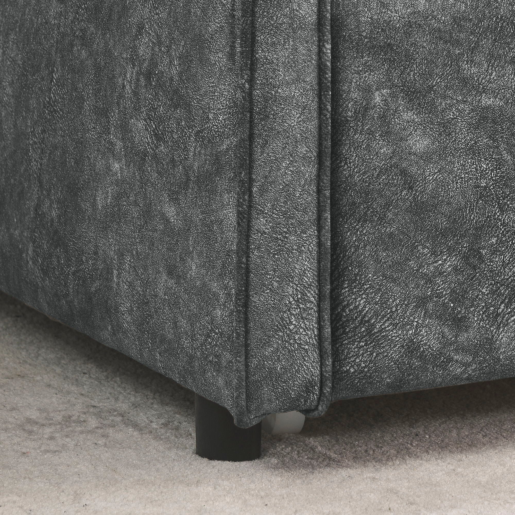 Twin Upholstered Daybed With Trundle, Waved Arms - Gray