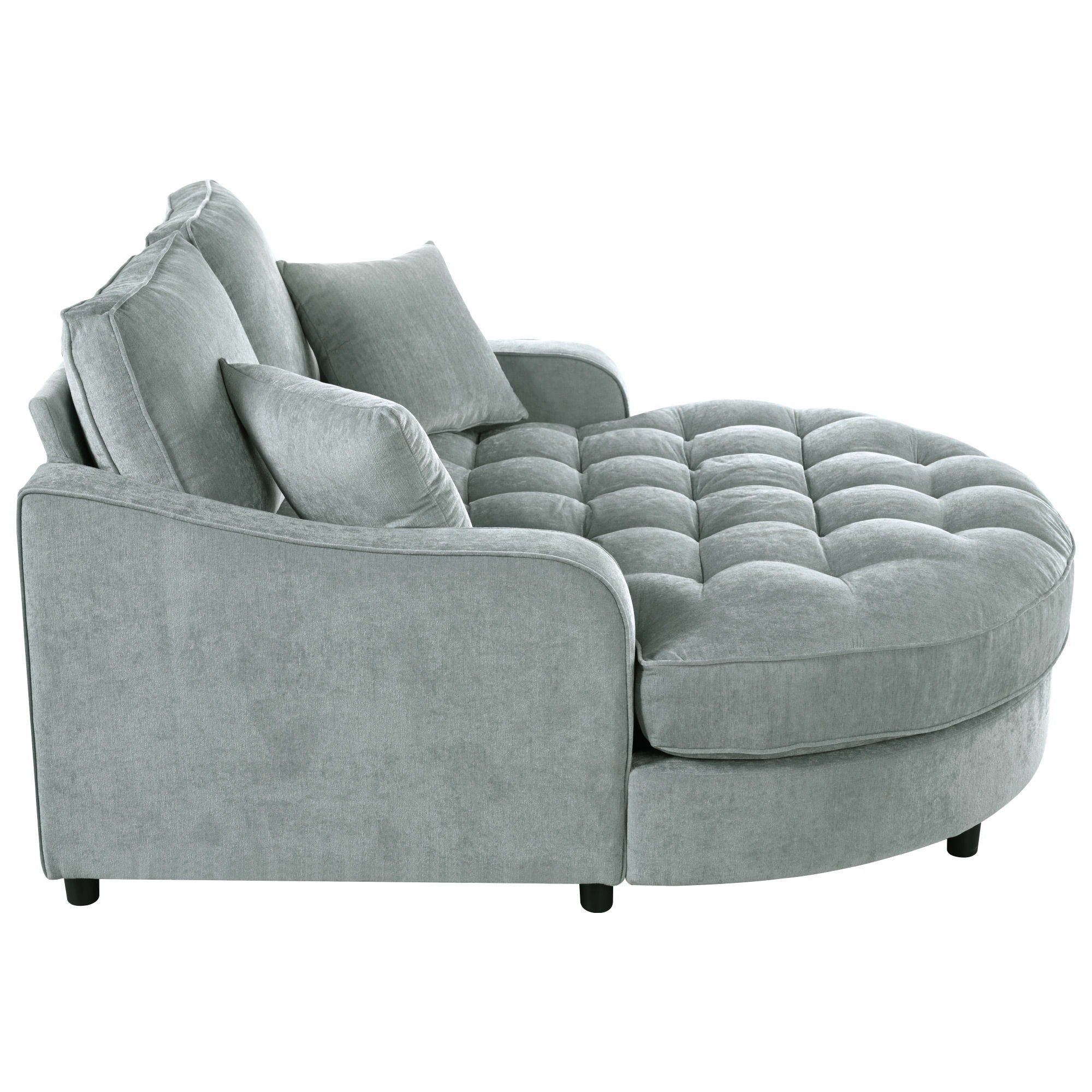 Modern Chaise Lounge Upholstered Sofa Couch With Tufted Seat And Detachable Pillows For Living Room