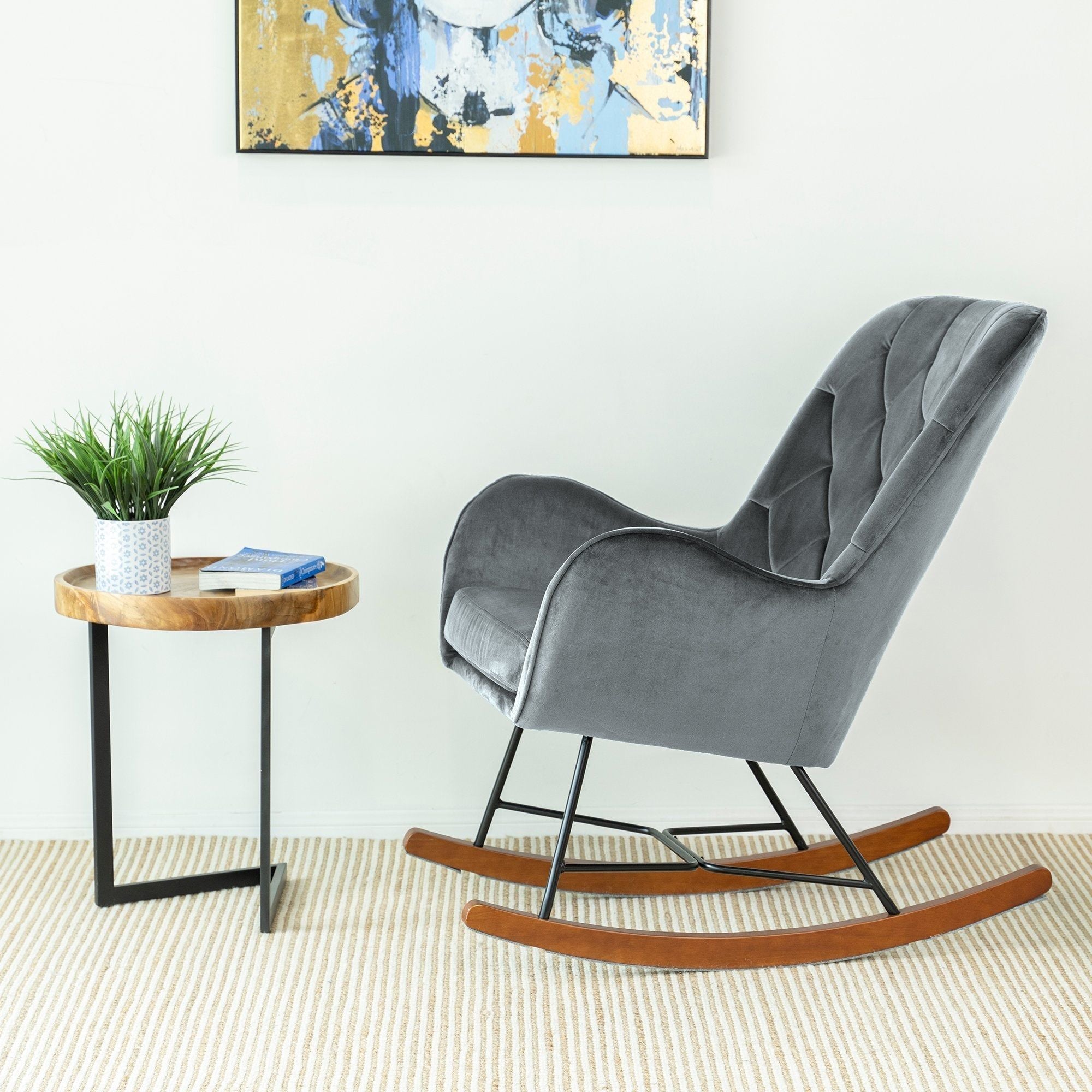 Hannah - Mid-Century Modern Rocking Chair - Gray