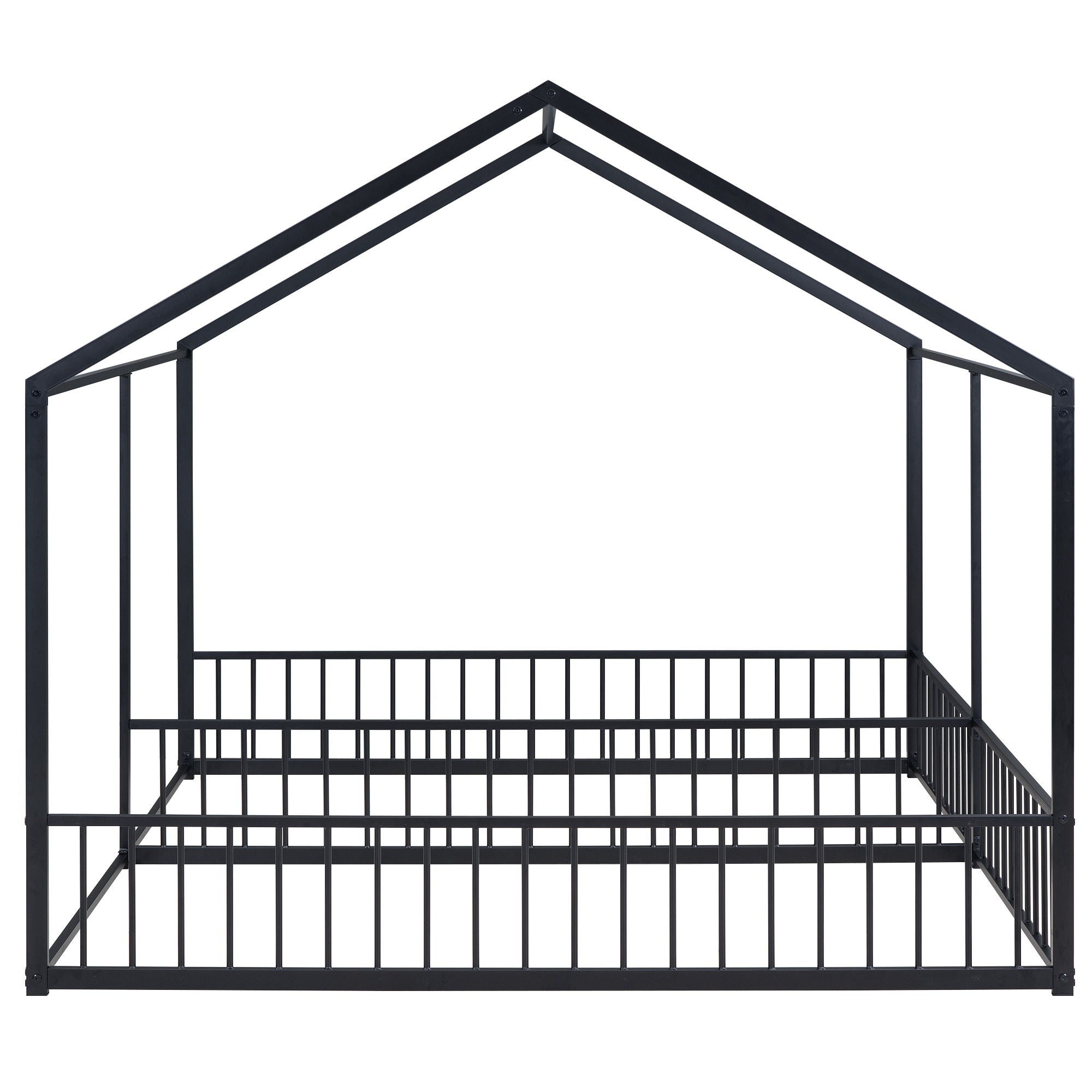 House Platform Beds, 2 Shared Beds, Metal Frame With Guardrails