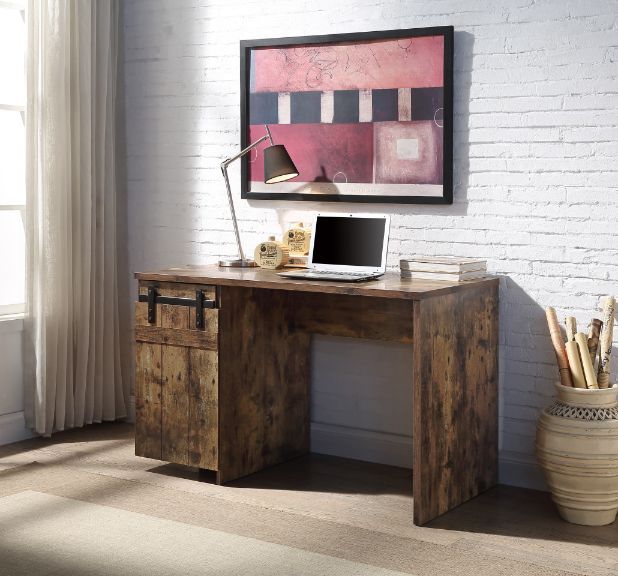 ACME Bellarose - Writing Desk - Rustic Oak Finish | Meri Furniture