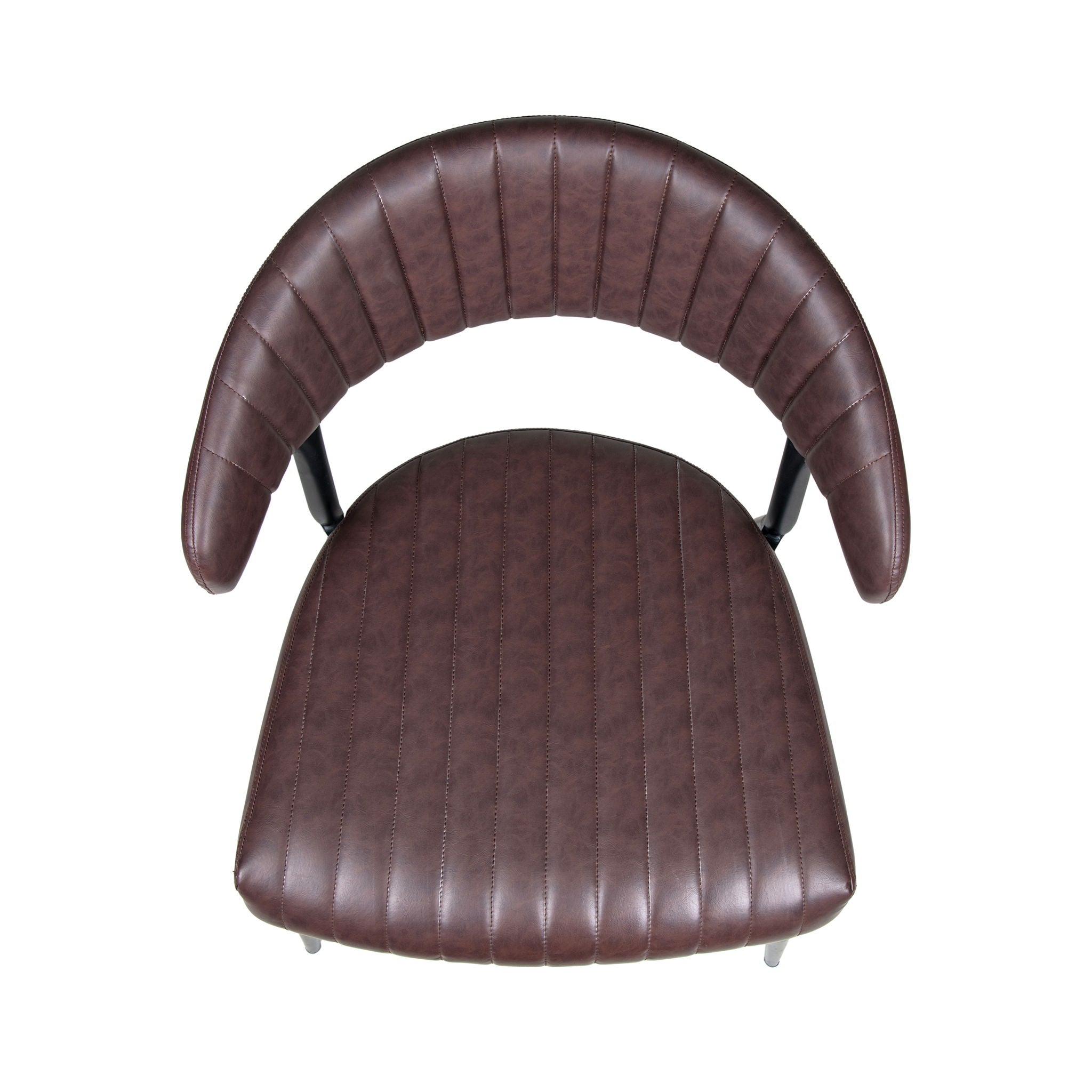 Modern Curved Back Upholstered Dining Chair Set With Metal Legs (Set of 2) - Brown / Black