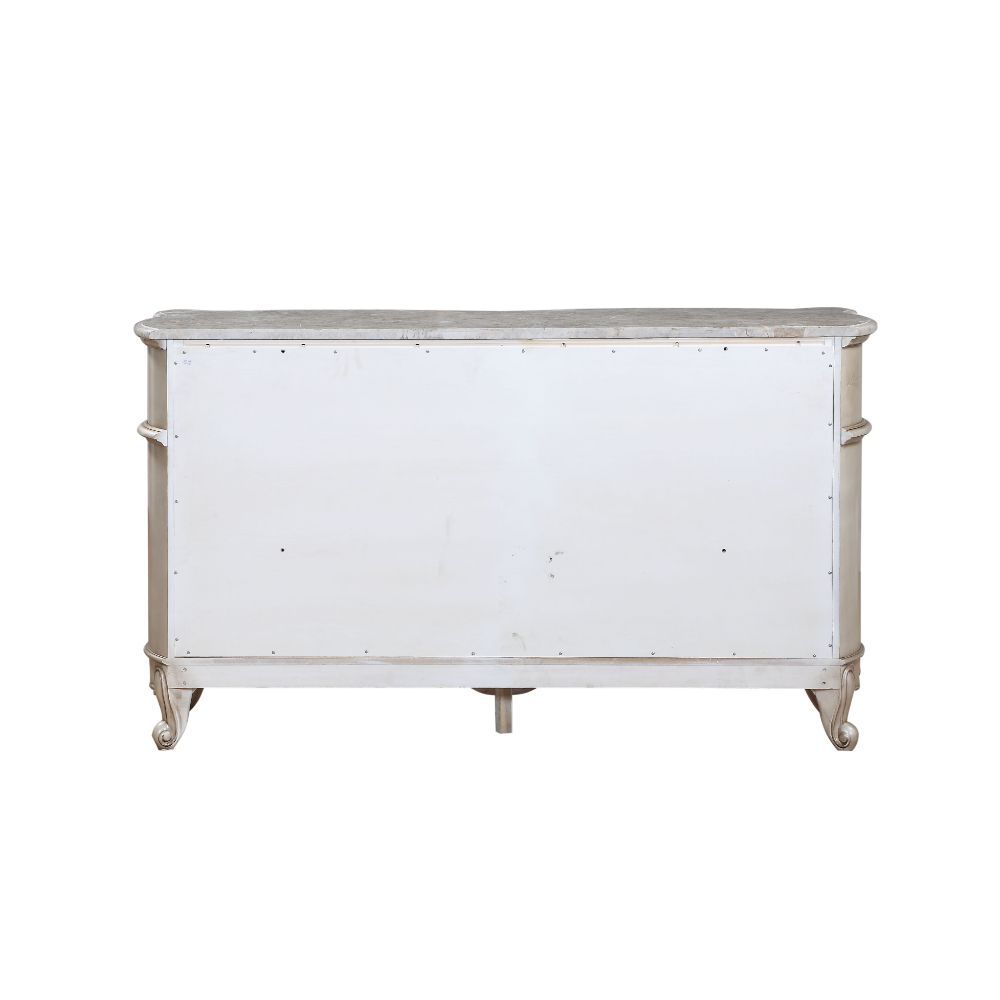 ACME Gorsedd - Dresser - Marble & Antique White | Meri Furniture