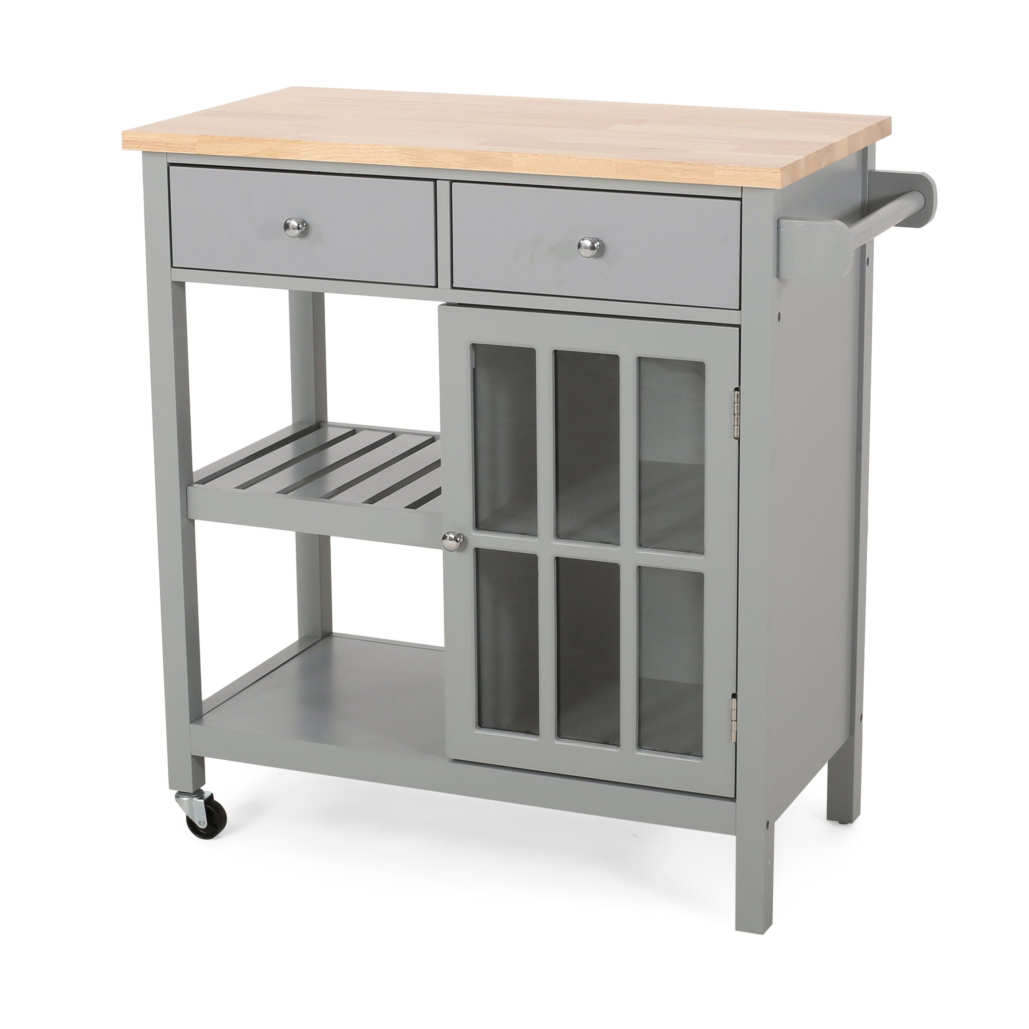 Aidah - Contemporary Kitchen Cart With Wheels - Gray