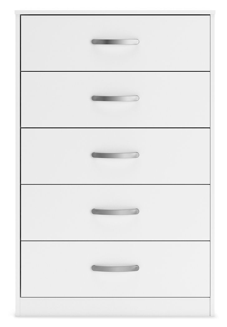 Signature Design by Ashley® Flannia - White - Five Drawer Chest - 46" Height | Meri Furniture