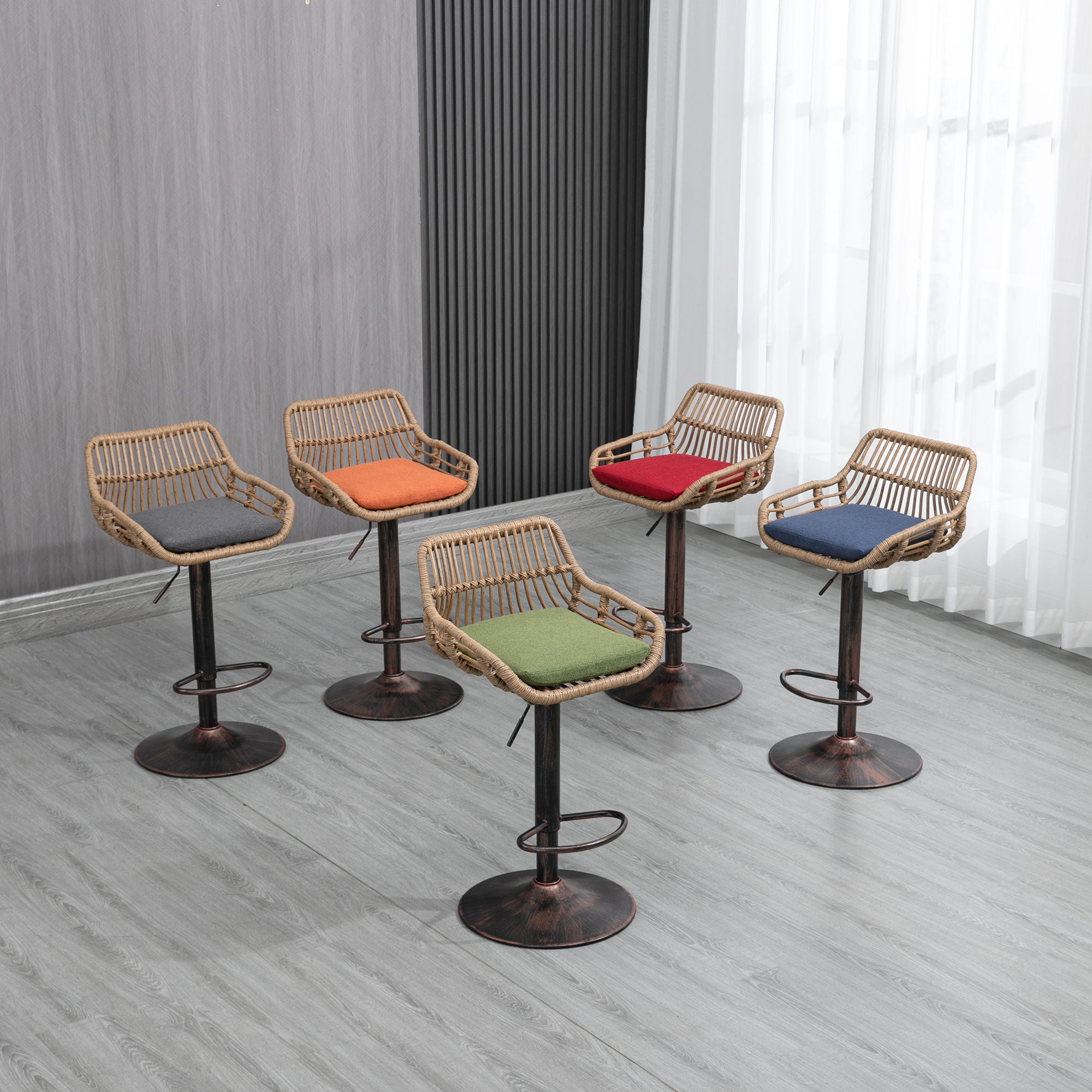 Modern Swivel Bar Stools Adjustable Counter Chairs With Footrest (Set of 2)