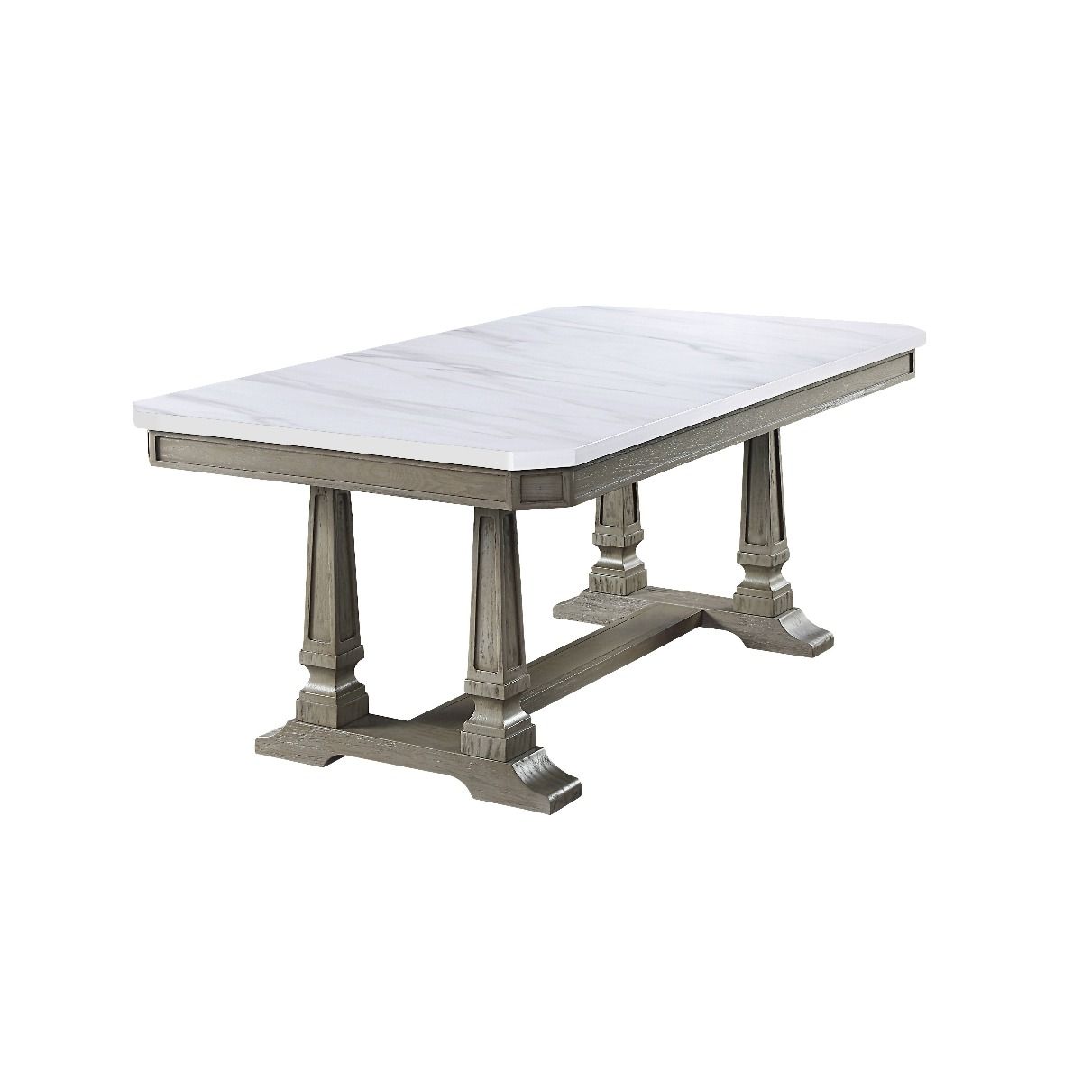 ACME Zumala - Dining Table - Marble & Weathered Oak Finish | Meri Furniture