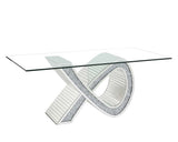 ACME Noralie - Dining Table - Mirrored & Faux Diamonds - Glass | Meri Furniture