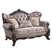 ACME Benbek - Loveseat - Fabric & Antique Oak Finish | Meri Furniture
