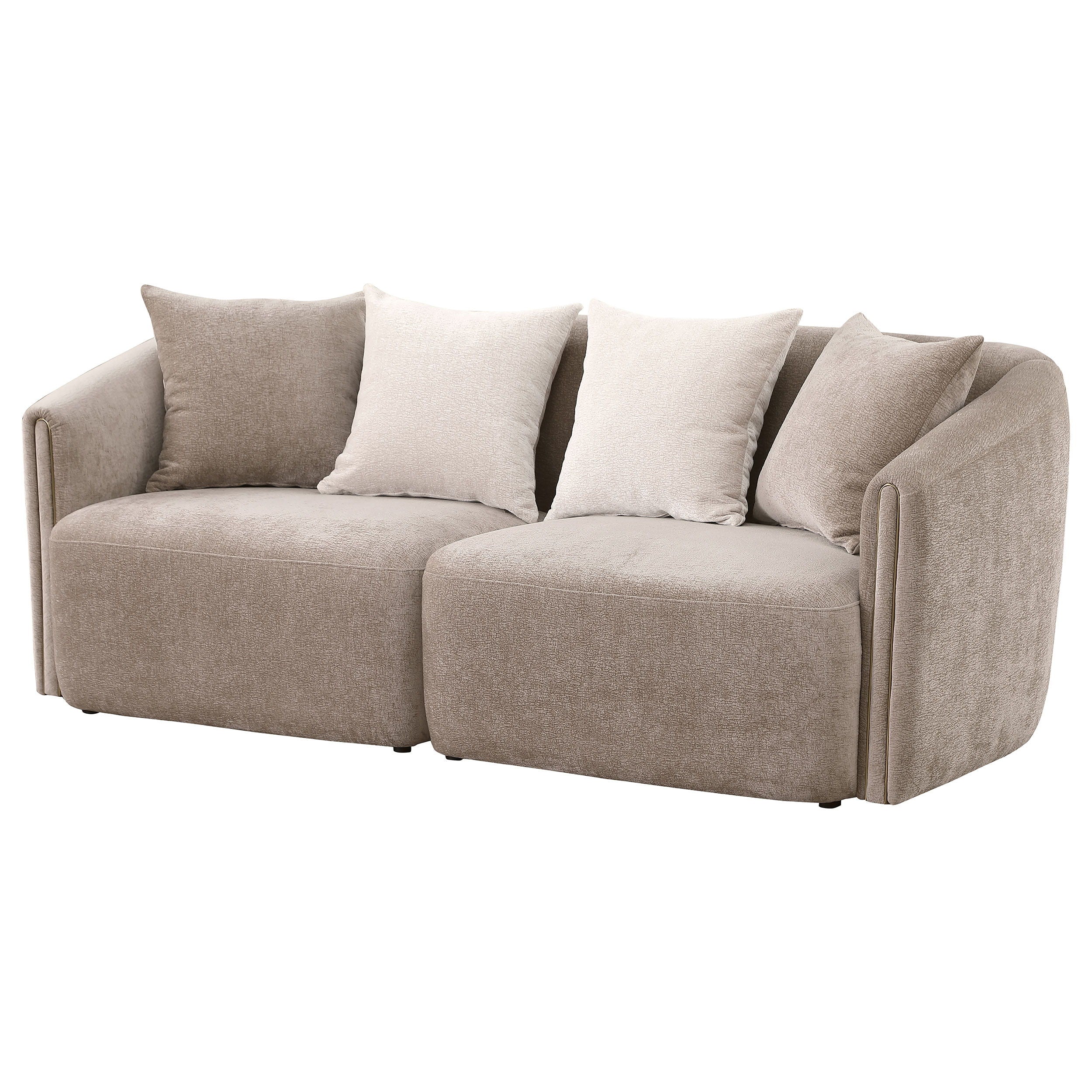 Coaster Fine Furniture Townsend - Chenille Upholstered Rolled Arm Sofa - Latte | Meri Furniture
