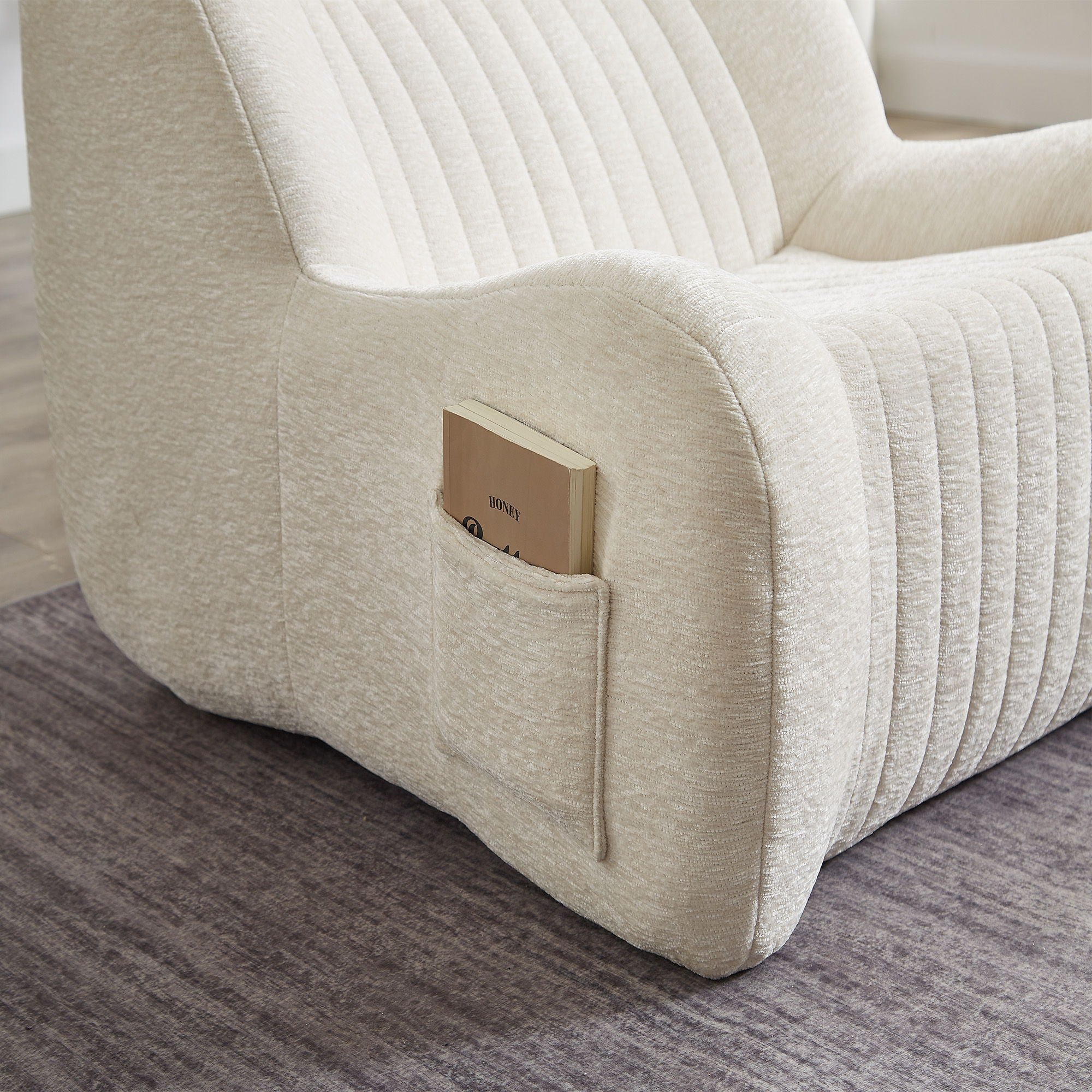 Bean Bag Chair For Adults, Lazy Floor Sofa Couch Memory Foam Bean Bag Sofas Chenille Fabric Reading Chair Comfortable Corner Lounge Sofa For Living Room - White