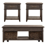 Liberty Furniture Mill Creek - 3 Piece Living Room Set (Lift Top Cocktail & 2 Drawer End Tables) - Dark Brown | Meri Furniture