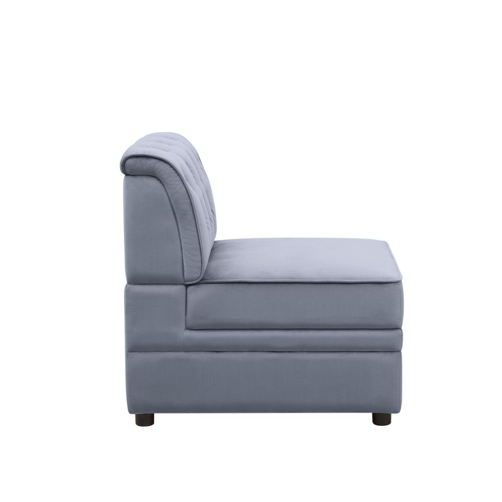 ACME Bois II - Armless Chair - Gray Velvet | Meri Furniture