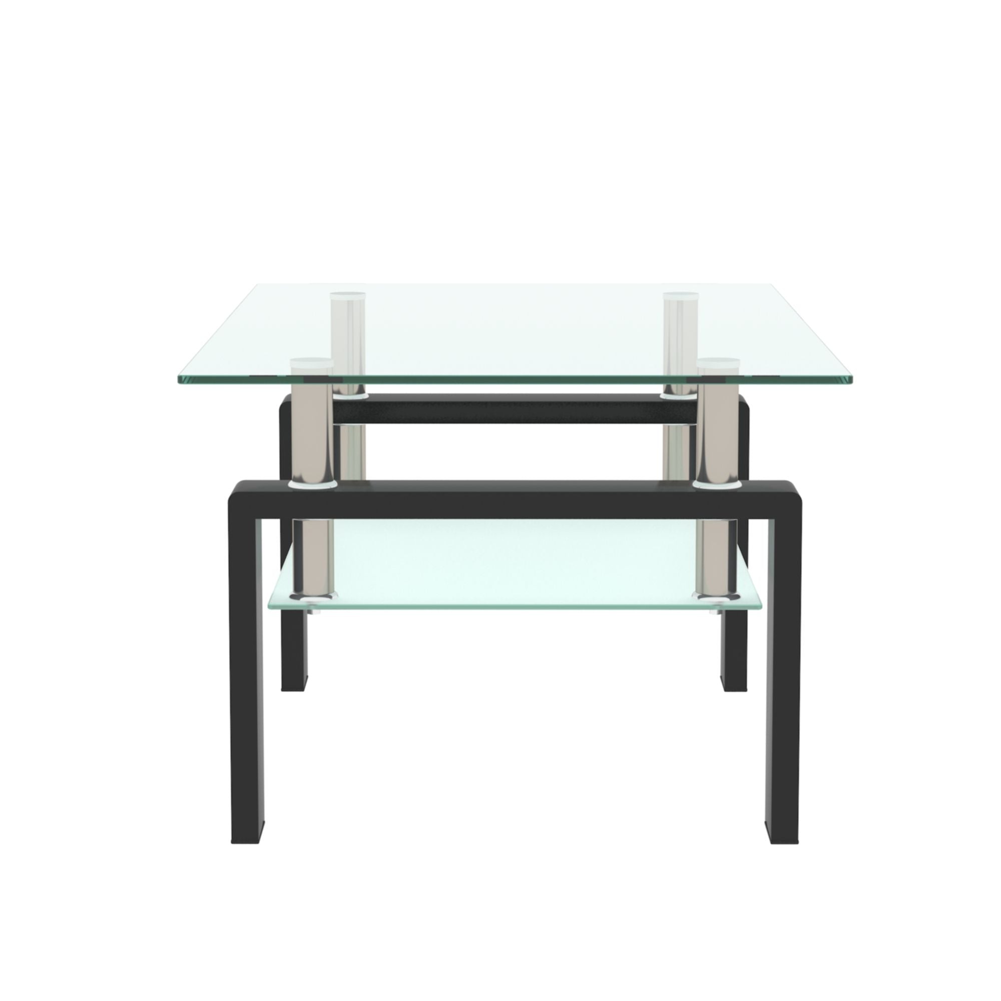 Modern Rectangular Coffee Table With Tempered Glass Top