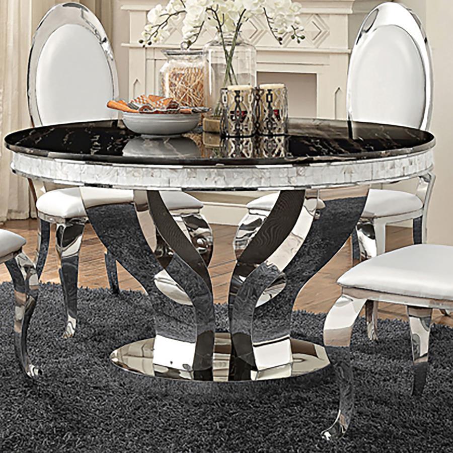 Coaster Fine Furniture Anchorage - Round Glass Top Dining Table - Chrome | Meri Furniture