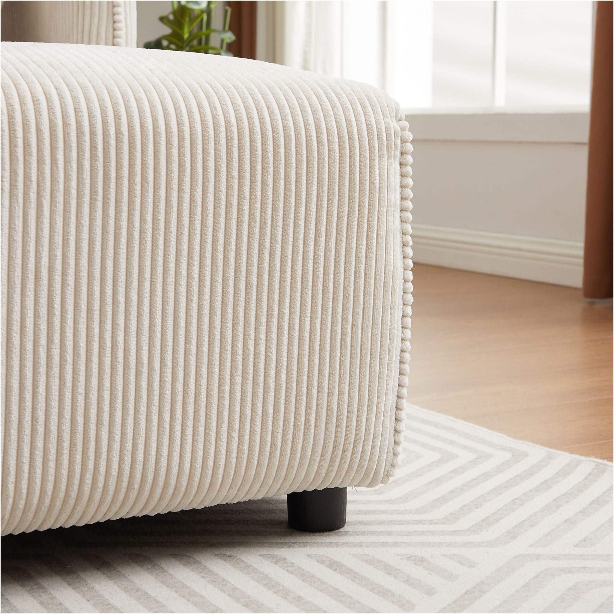 Modern Minimalist Corduroy Combination Sofa With 2 Comfort Cushions With USB & C Charging Ports