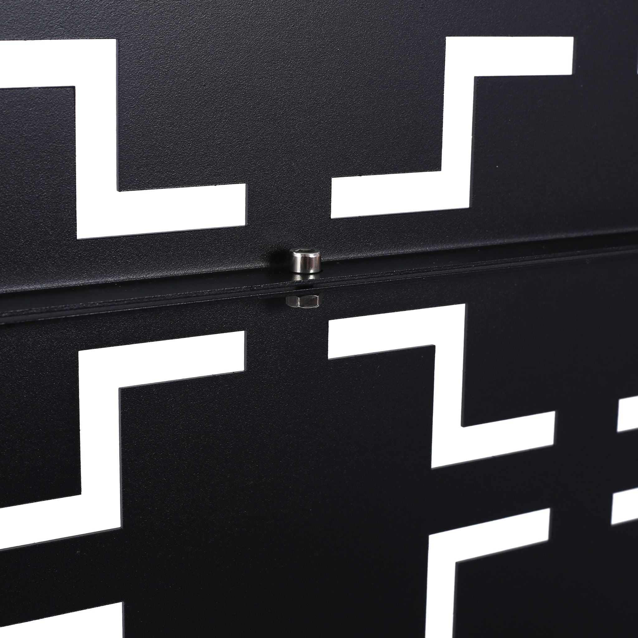 Outdoor / Indoor Privacy Screen Metal Privacy Screen, Freestanding Decorative Privacy Screen For Deck Balcony Patio - Black