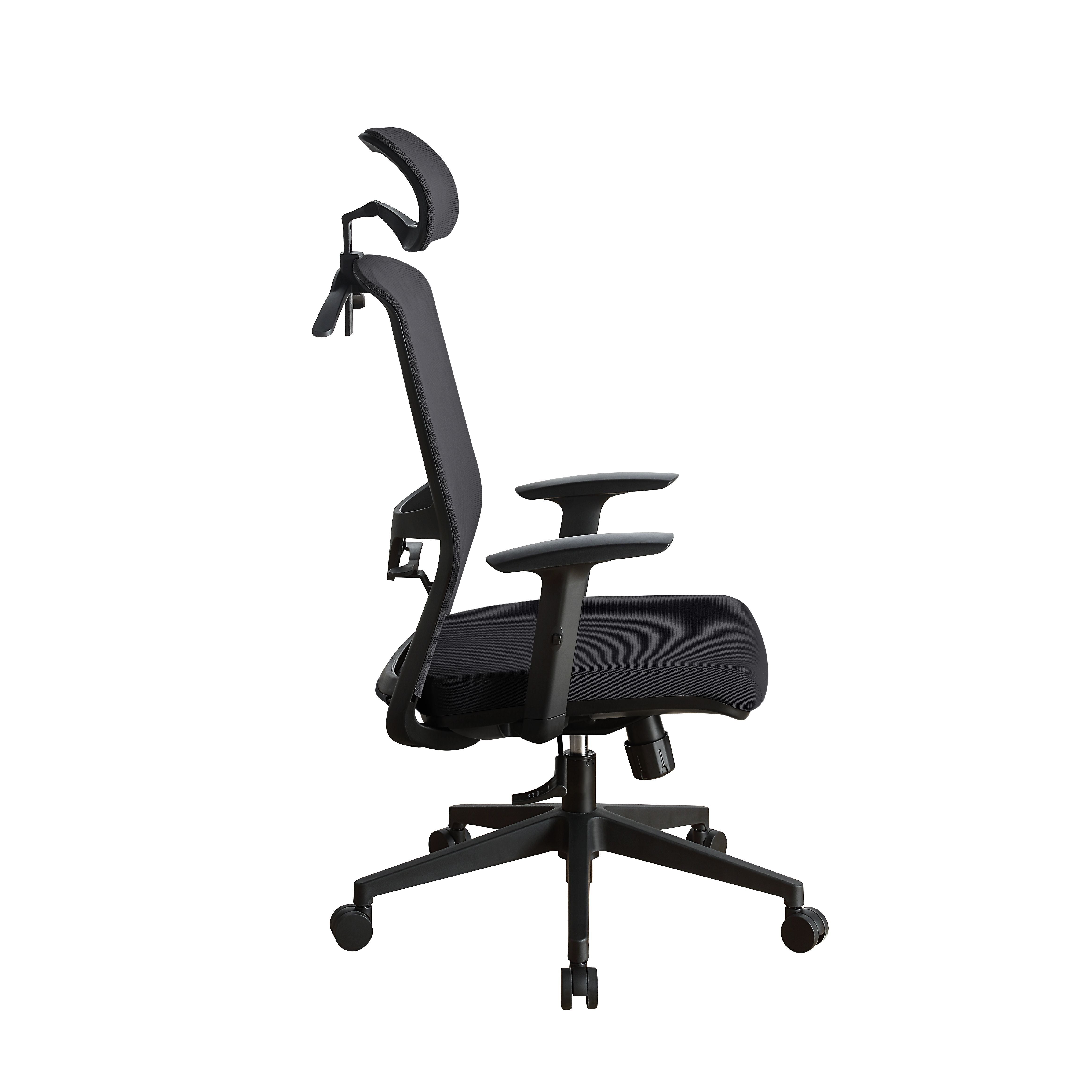 ACME •KD, Office Chair•Seat: Swivel (360 Degrees), and Adjustable Height•Padded Seat Cushion•Back Cushion w/Breathable Mesh Material•5-Star Base w/Casters•Seat Cushion Thickness: 3"•Adjustable Headrest(3 Angels & 6 cm) & Armrest(8 cm) | Meri Furniture